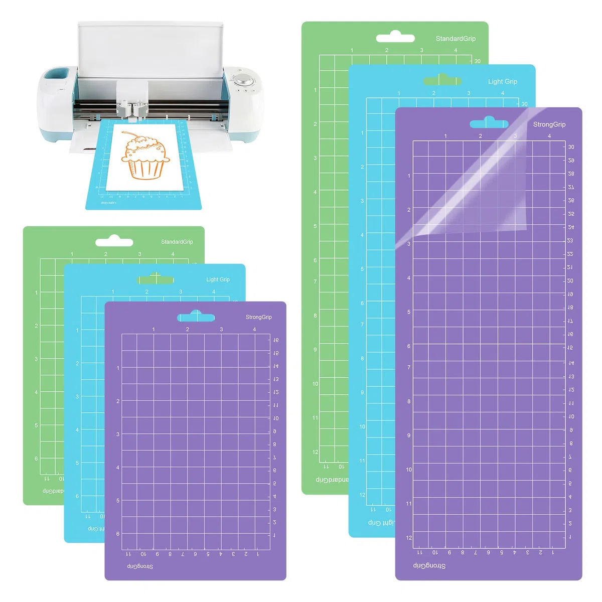 6 Pezzi Tappetino Cri-cut Joy, Tappetino da Taglio per Cri-cut Joy Accessori 4,5" x 12" 4,5" x 6,5", 3 Diversi: Standardgrip/Lightgrip/Stronggrip, Tappetino Accessori di Ricambio per Cri-cut Joy