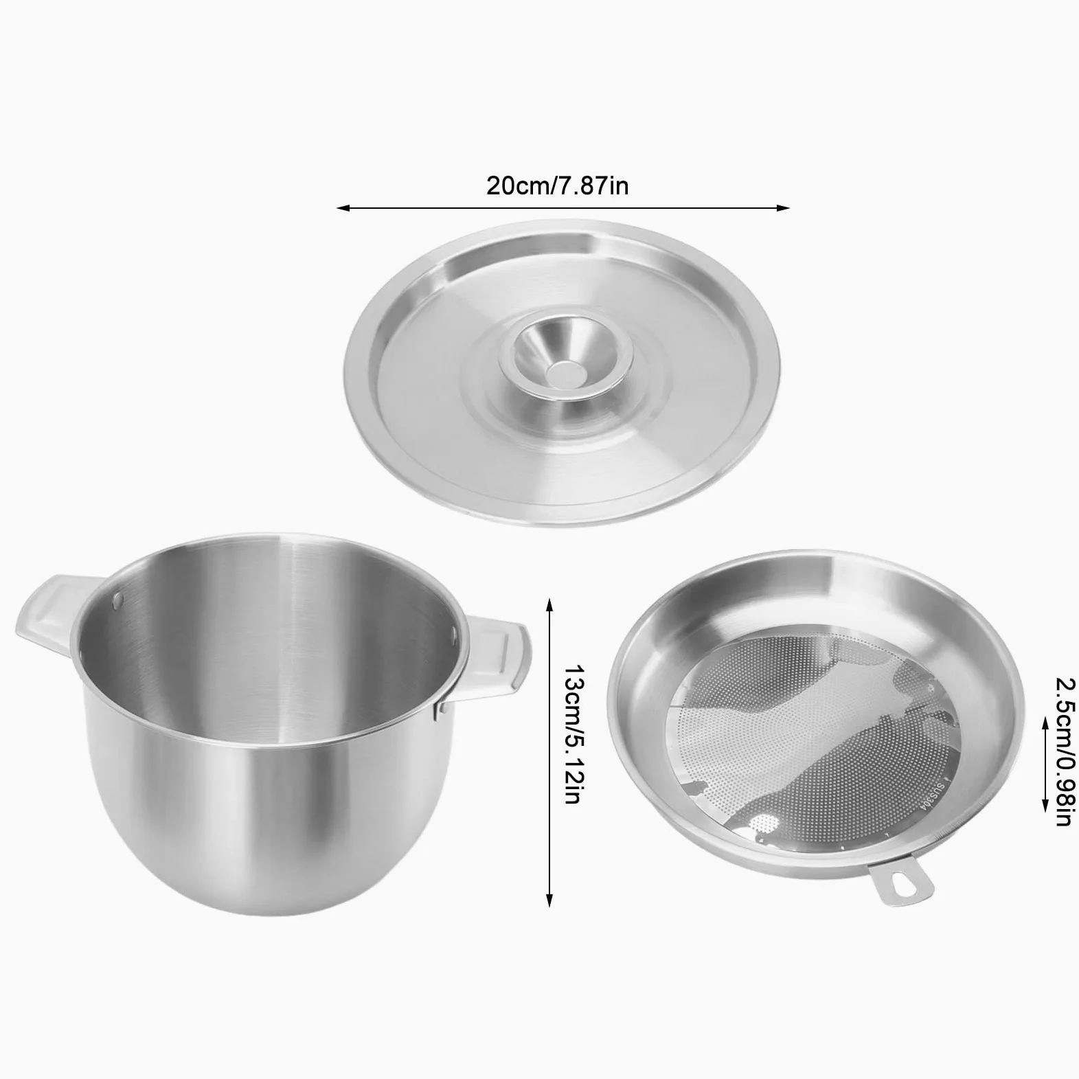 Contenitore per olio per frittura, 2,8 l, contenitore per filtro olio domestico, filtro in acciaio inox, accessorio da cucina con coperchio a rete filtrante per cucina (#1)