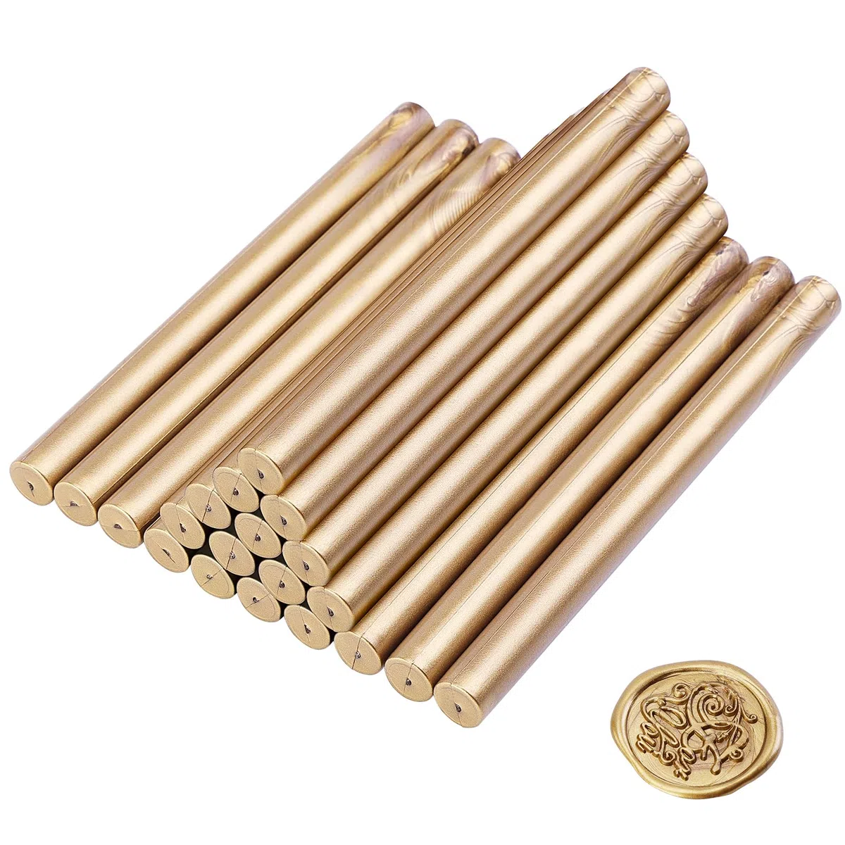 Coolty 20 Pezzi 11mm Bastoncini di Ceralacca per Pistola a Colla per Timbro Sigillo di Cera Lettera Inviti di Nozze, Buste di Carte Mail di Lumaca Pacchetti di Vino (Oro bronzo)