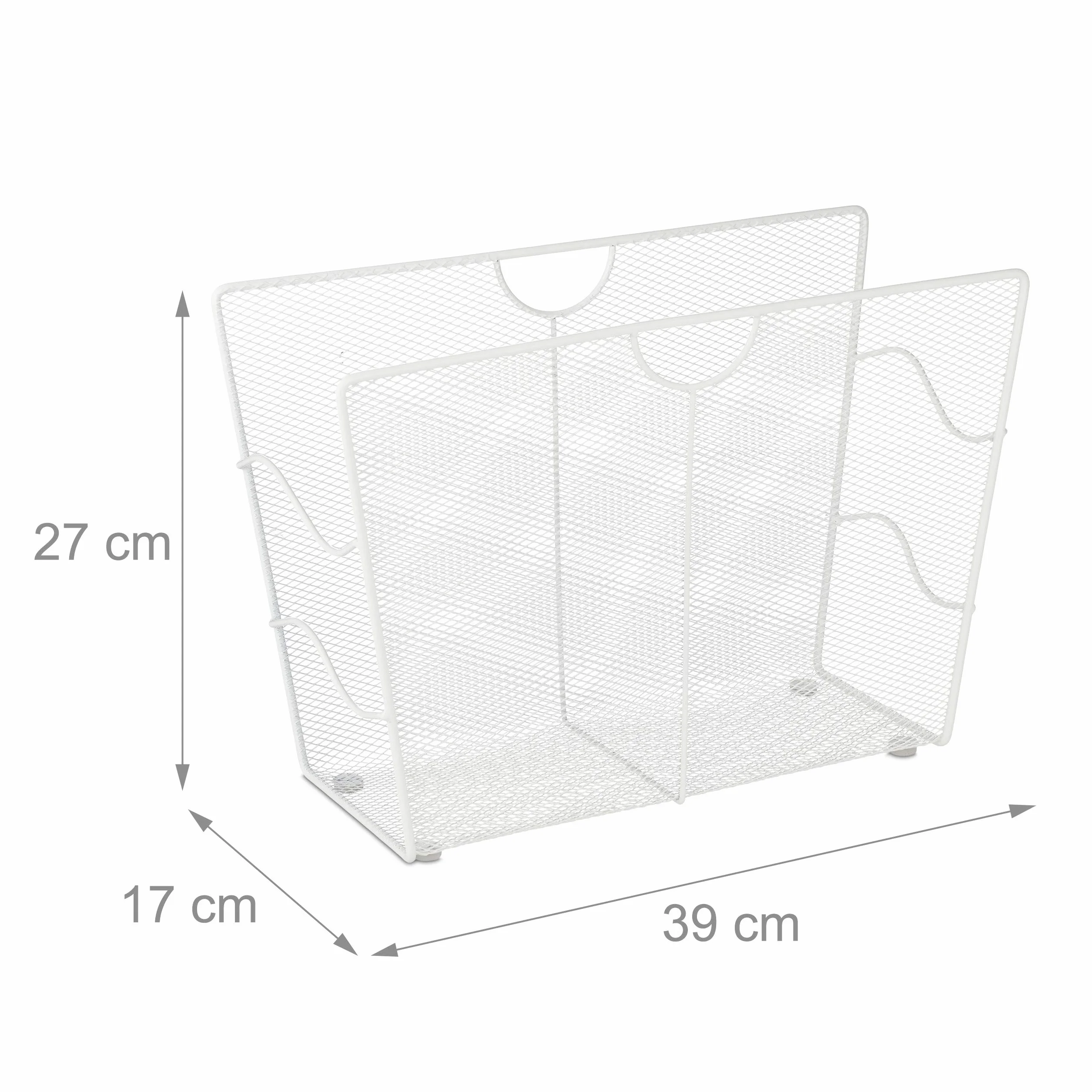 Relaxdays Portariviste, in Metallo, Organizer Porta Giornali, Autoportante, Salotto & Bagno, 27 x 39 x 17 cm, Bianco