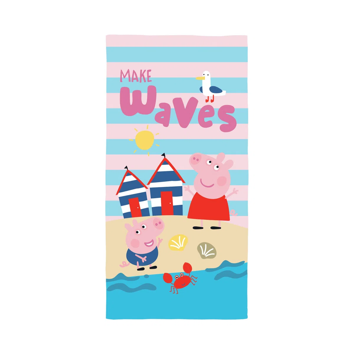Character World Peppa Pig e George - Asciugamano per bambini, super morbido al tatto, design a onde, perfetto per casa, bagno, spiaggia e piscina, taglia unica, 70 x 140 cm