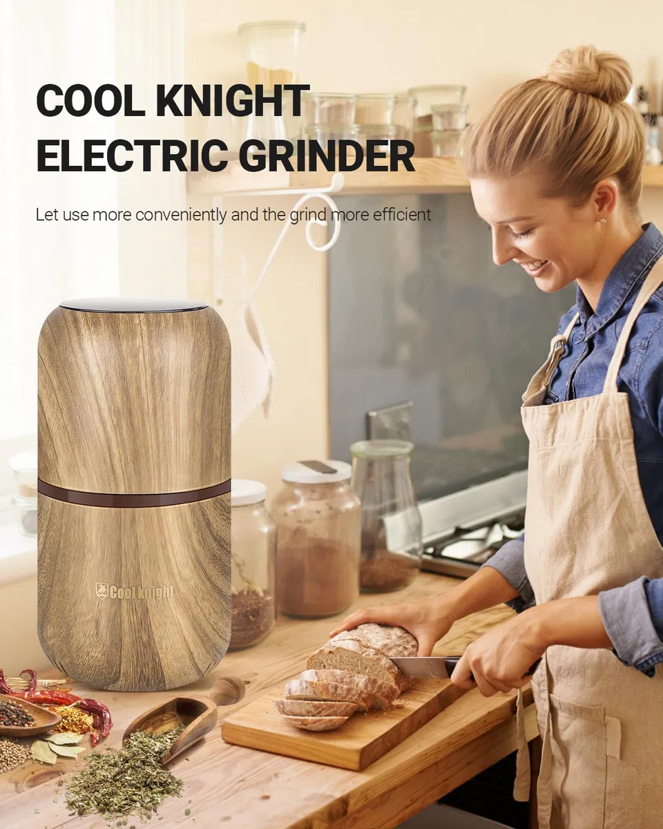 COOL KNIGHT Macinacaffè Elettrico, Macinino Per Spezie, Macinino Per Caffè Elettrico Con Lama In Acciaio Inossidabile 304, Adatto Per Chicchi Di Caffè, Spezie, Erbe, Cereali, Noci.