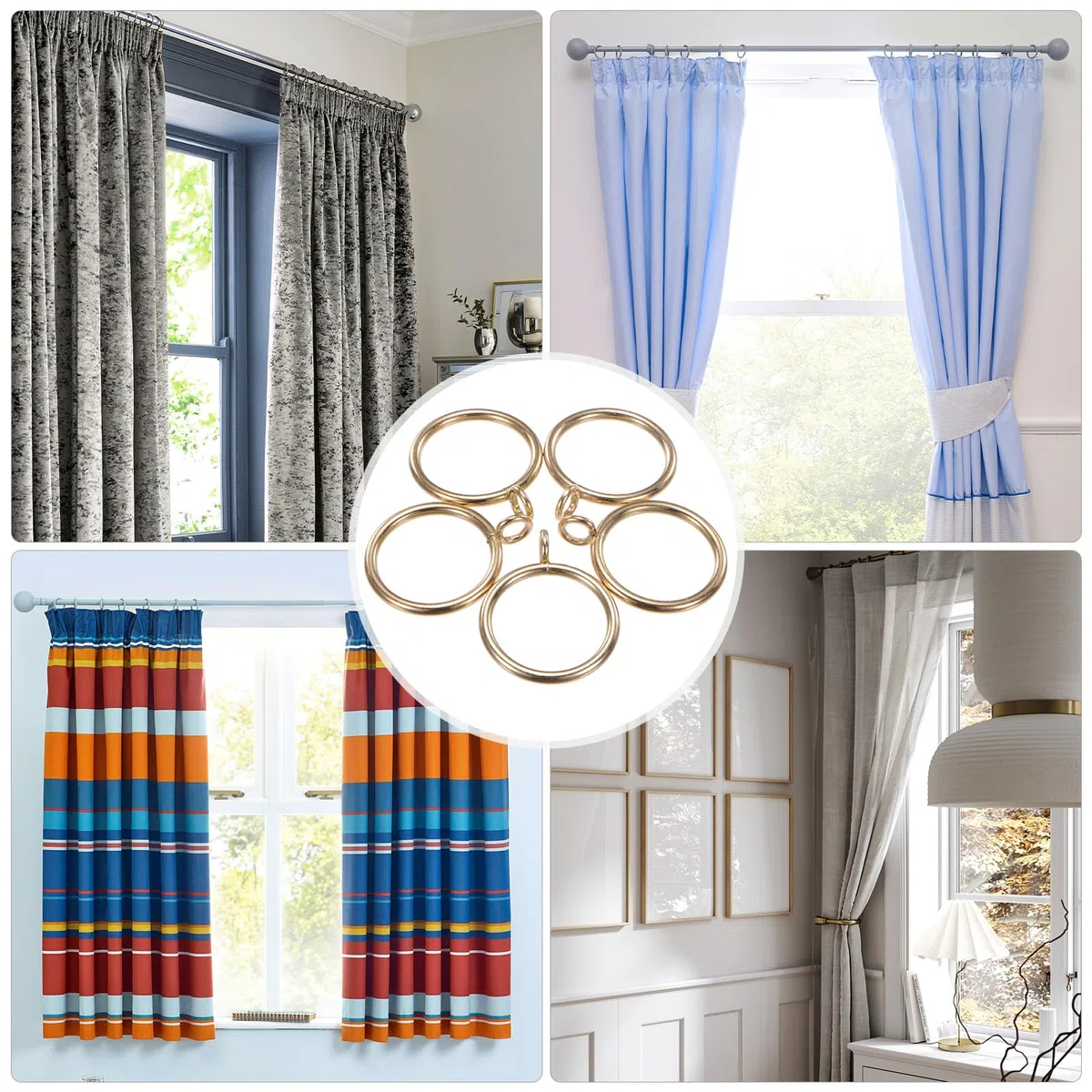 M METERXITY 30-Pz Anelli per Tende Oro con Occhiello, Anelli Metallo Antiruggine per Bastoni per Tende, ID 1,25" Anelli per Tende per Appendere Tende/Cappelli/Asciugamani