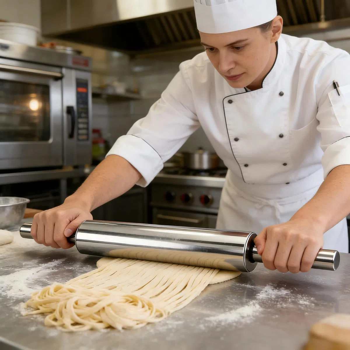 Mattarello in Acciaio Inossidabile, 43 cm con Superficie Antiaderente, Rullo per Pizza, Fondente, Torte e Altro, Igienico e Lavabile in Lavastoviglie