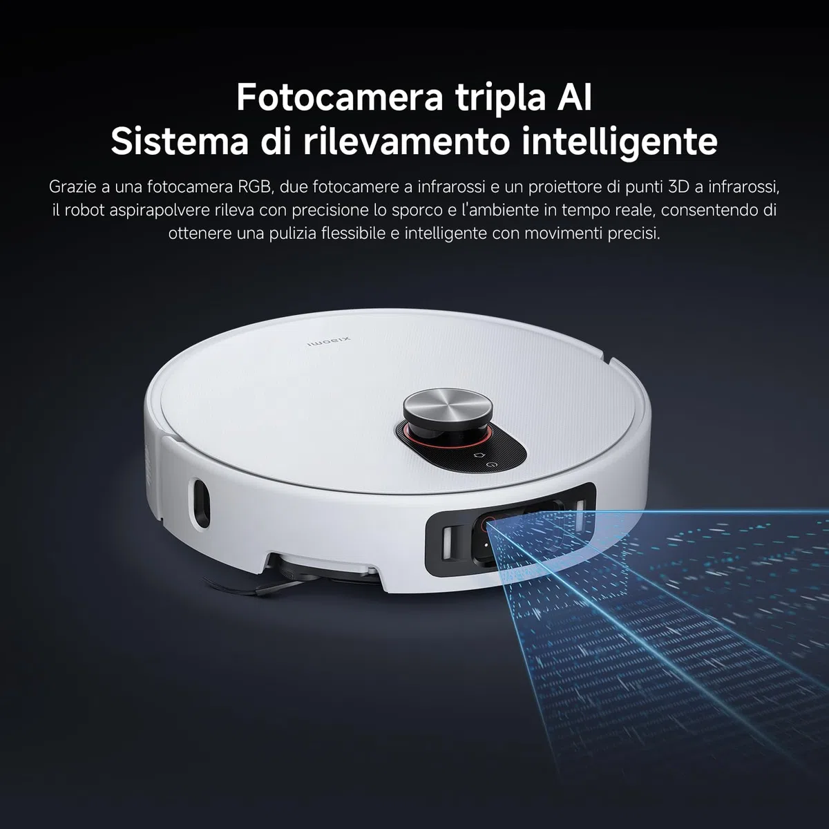 XIAOMI Robot Vacuum 5 Pro, Aspirazione potente da 20000Pa, evitamento ostacoli con AI, riconoscimento intelligente dello sporco, navigazione laser intelligente dToF con sollevamento automatico