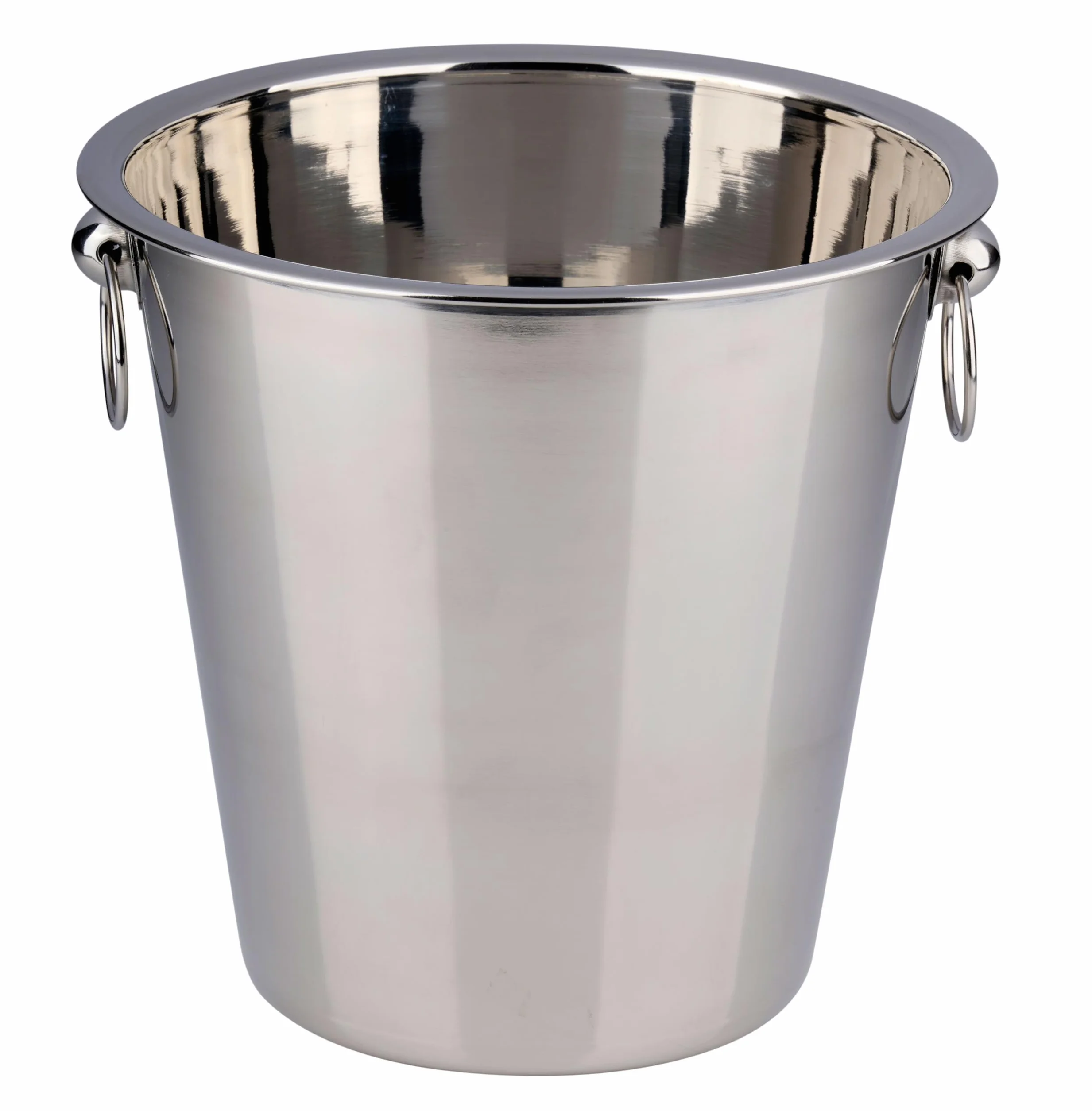 Bambelaa! Refrigeratore per spumante in acciaio inox lucido con manici ad anello, per vino, champagne, colore argento (diametro circa 22 cm)