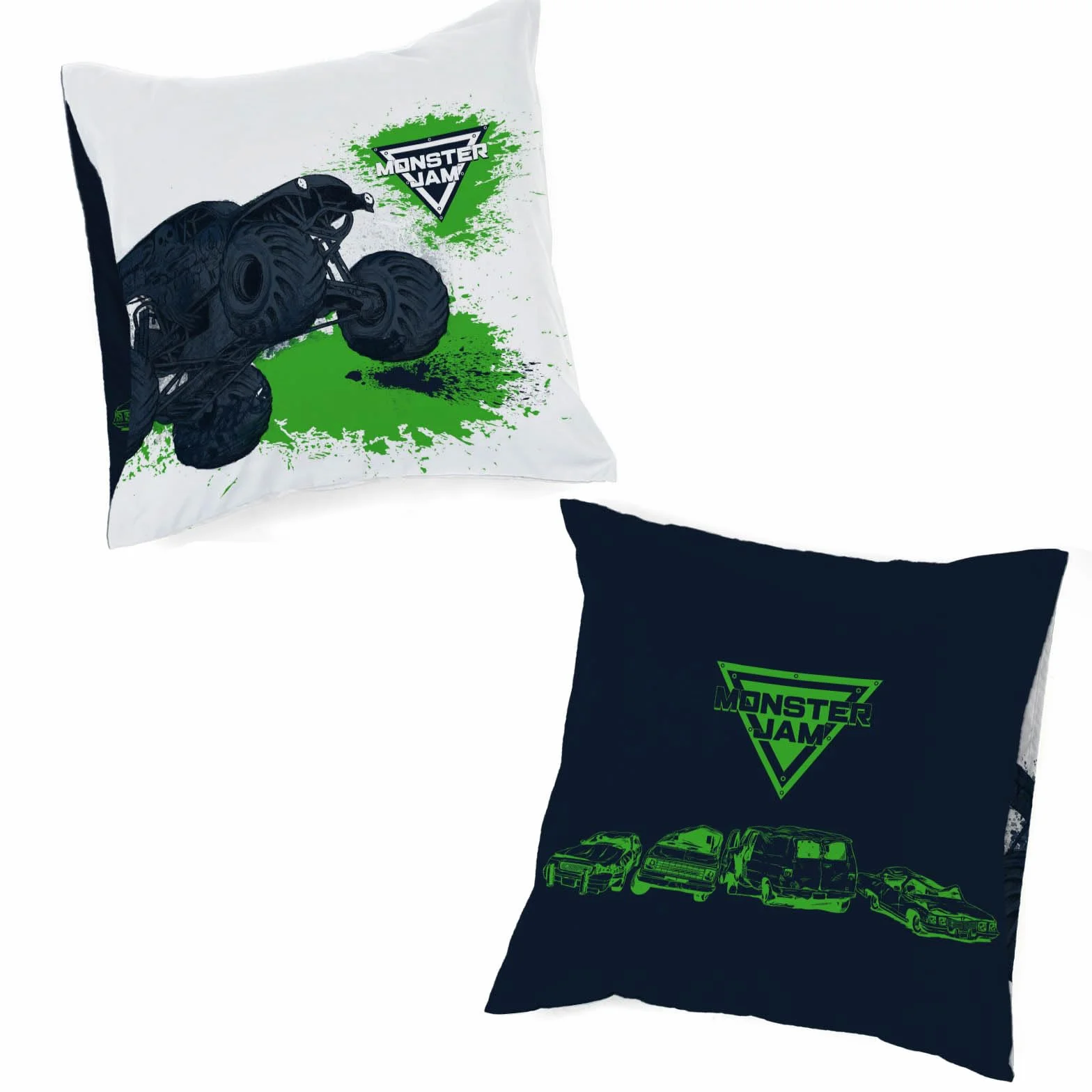 Jay Franco Kids Feld Monster Jam Set copripiumino – Biancheria da letto morbidissima con federa, SOLO COPERTA, piumone non incluso, bianco, 2 pezzi singolo