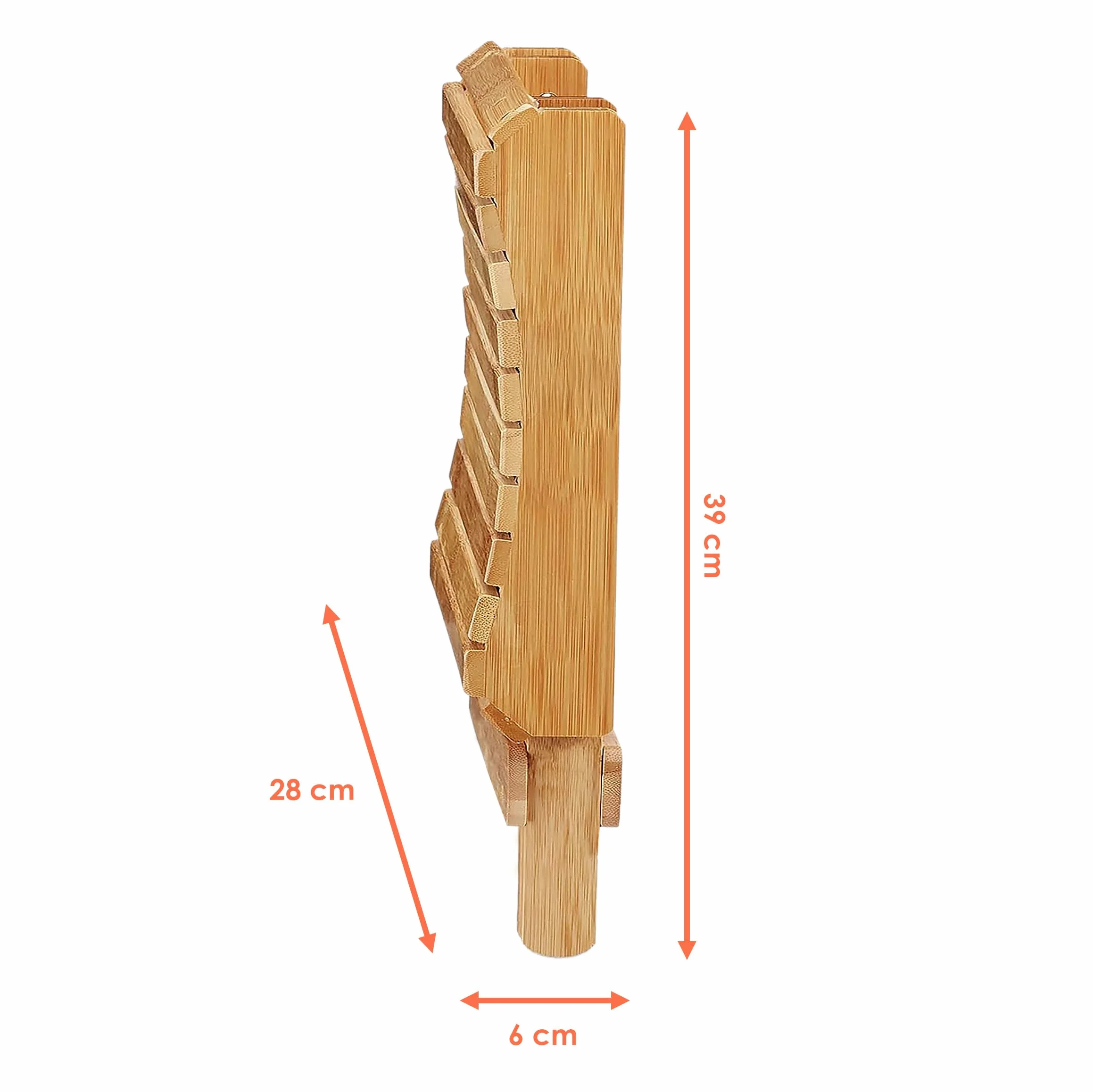 Spetebo Sgabello pieghevole in bambù naturale, rettangolare, 28 x 28 cm, in legno, pieghevole, universale, per cucina, bagno, corridoio