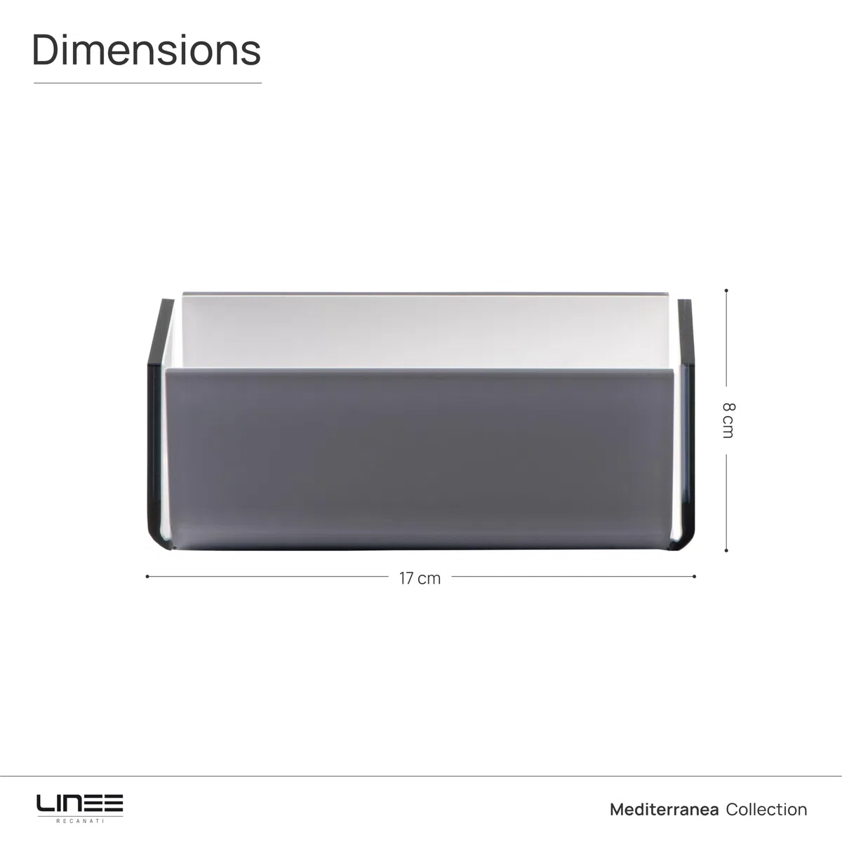 LINEE Recanati MEDITERRANEA Porta Bustine da Tè – Contenitore Design in PMMA 17x8x7 cm – Accessorio Elegante per Tavola Moderna – Made in Italy (Grigio Trasparente/Bianco)