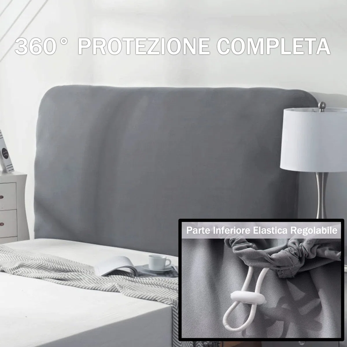 Elastica Copertura Per Testiera Per Letto Imbottito/Legno/Pelle Copri Testata Del Letto Matrimoniale Singolo Rettangolare/Leggermente Stondata Fodera Testiera Letto Prote(Lunghezza:180-200cm,Bianco)