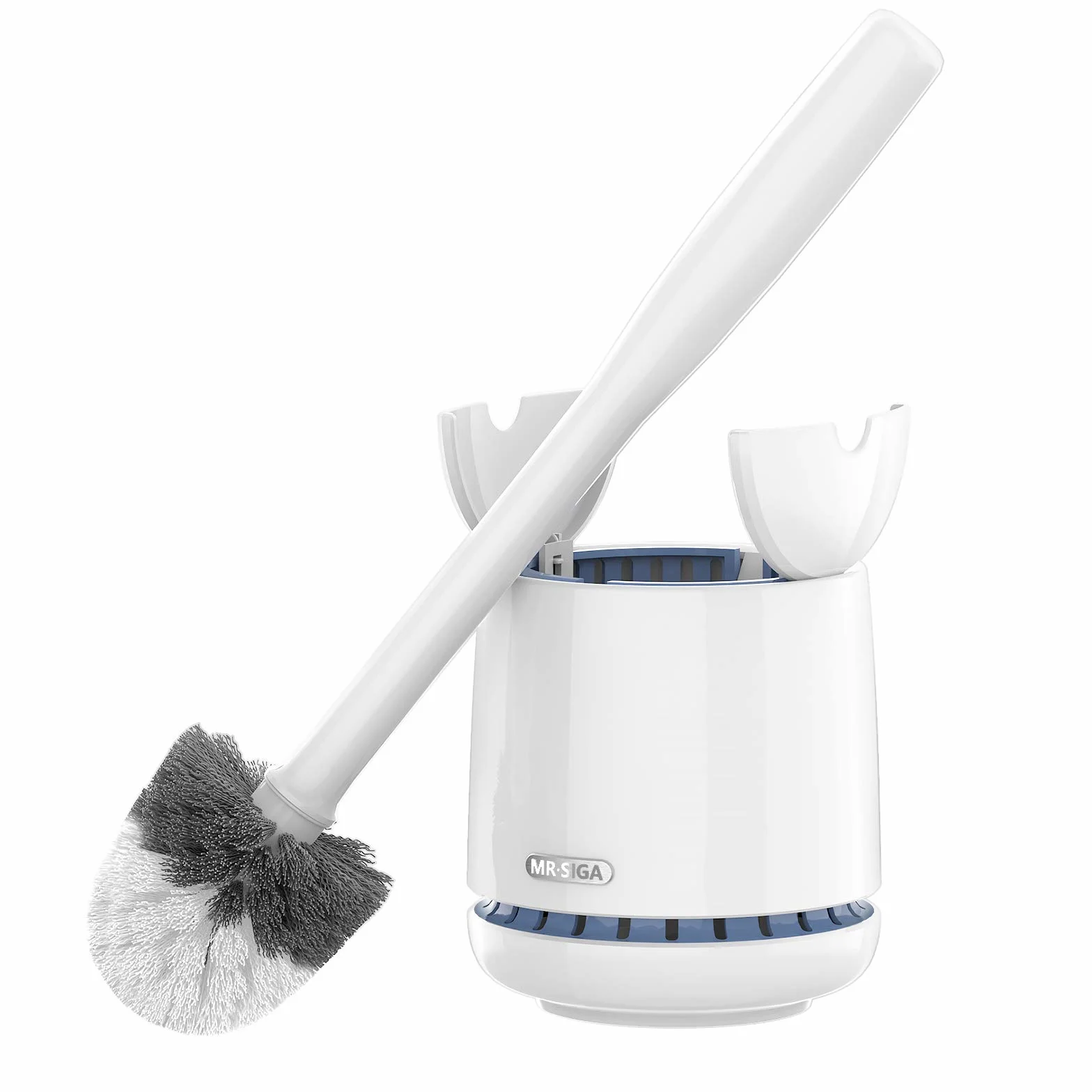MR.SIGA porta scopino e porta scopino per WC con contenitore ad asciugatura rapida e impugnatura salda, scopino premium per bagni, Bianco