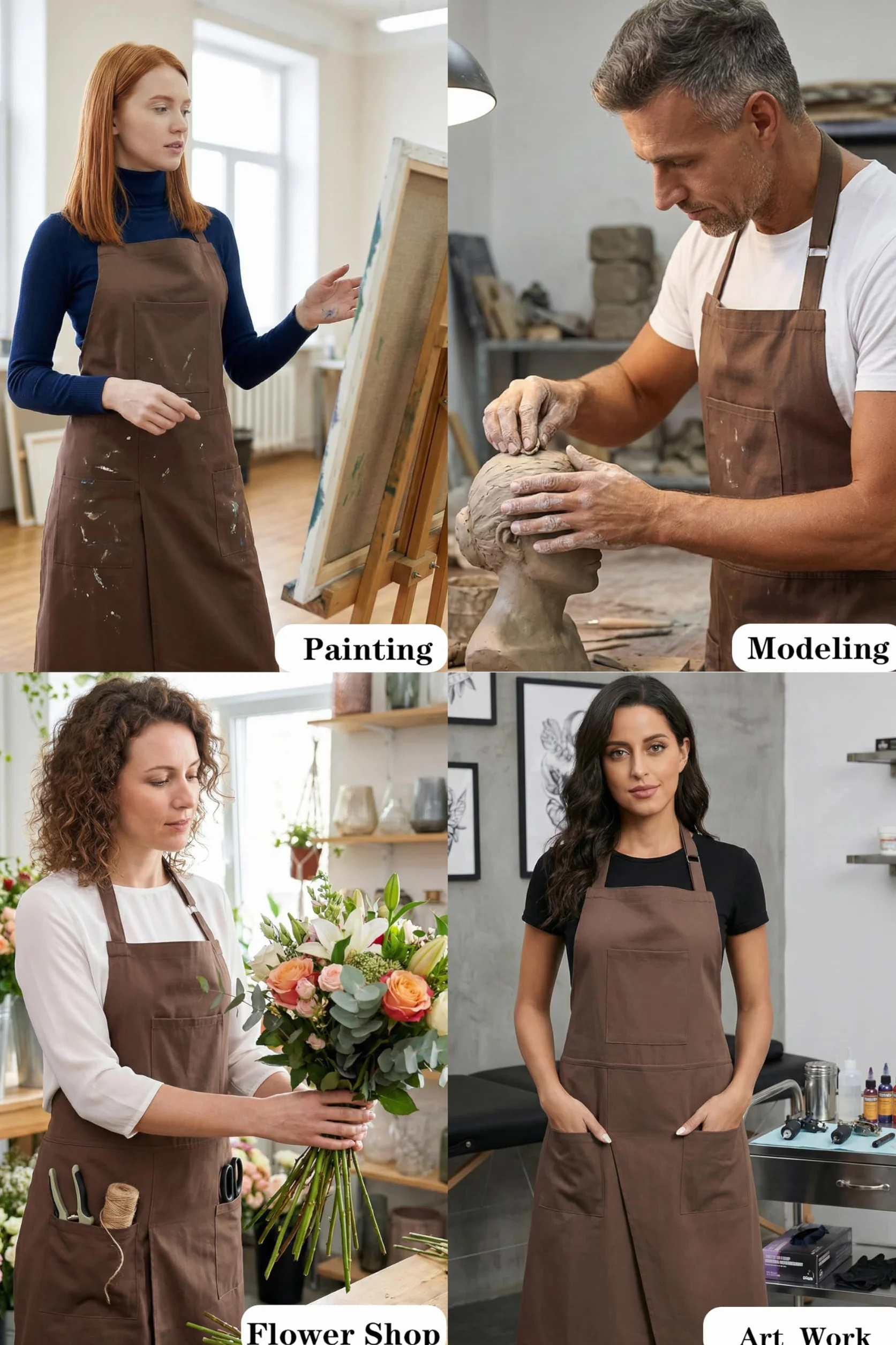 Nanxson Grembiule da ceramica Grembiule a gambe divise per uomini e donne, grembiule artistico regolabile a copertura totale per artigianato, pittura, parrucchiere, giardinaggio