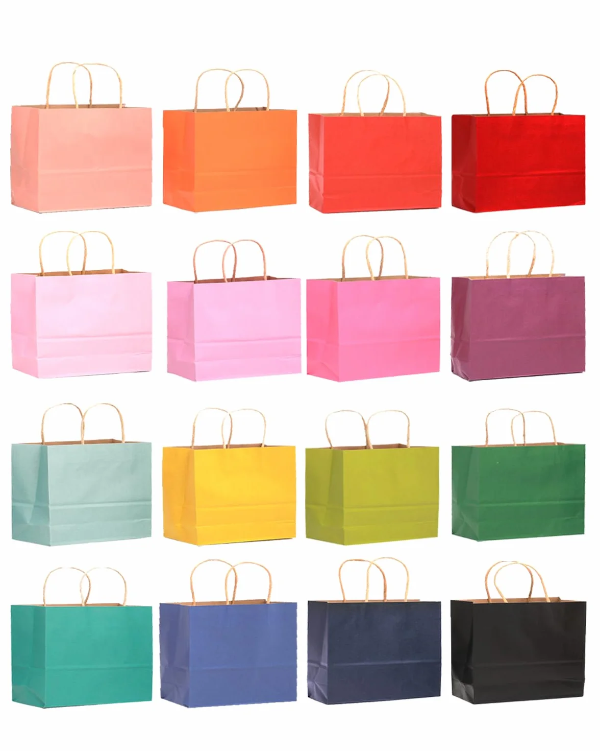 Gcardist 32 sacchetti di carta da regalo, 32 x 25 x 11 cm, grandi sacchetti regalo con manici, 16 diversi colori per anziani (12,6 x 10 x 4,3 pollici, larghi)