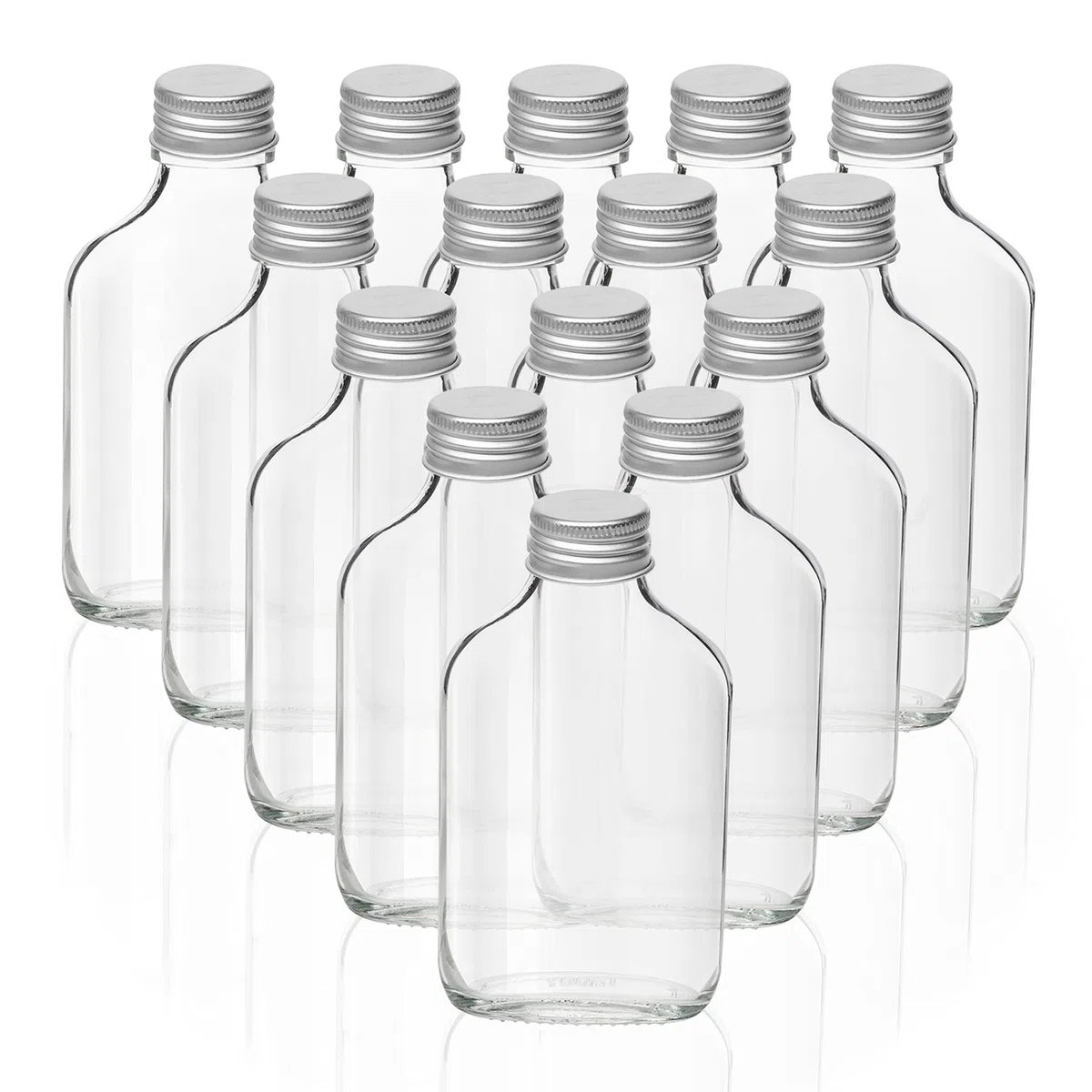 BELLE VOUS Bottigliette Vetro 50 ml Tappi a Vite Argentati e Imbuto (20pz) - Bottigliette Vetro per Liquori - Bottiglie Mignon Feste e Bottiglie Bomboniere per Alcol, Grappa, Whisky, Shots e Liquori