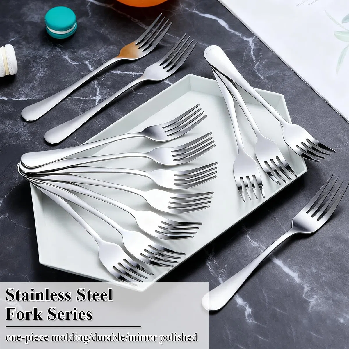 Berglander Set di 24 forchette da tavola in acciaio inox, 18,5 cm, per cucina, hotel, ristorante, lavabili in lavastoviglie