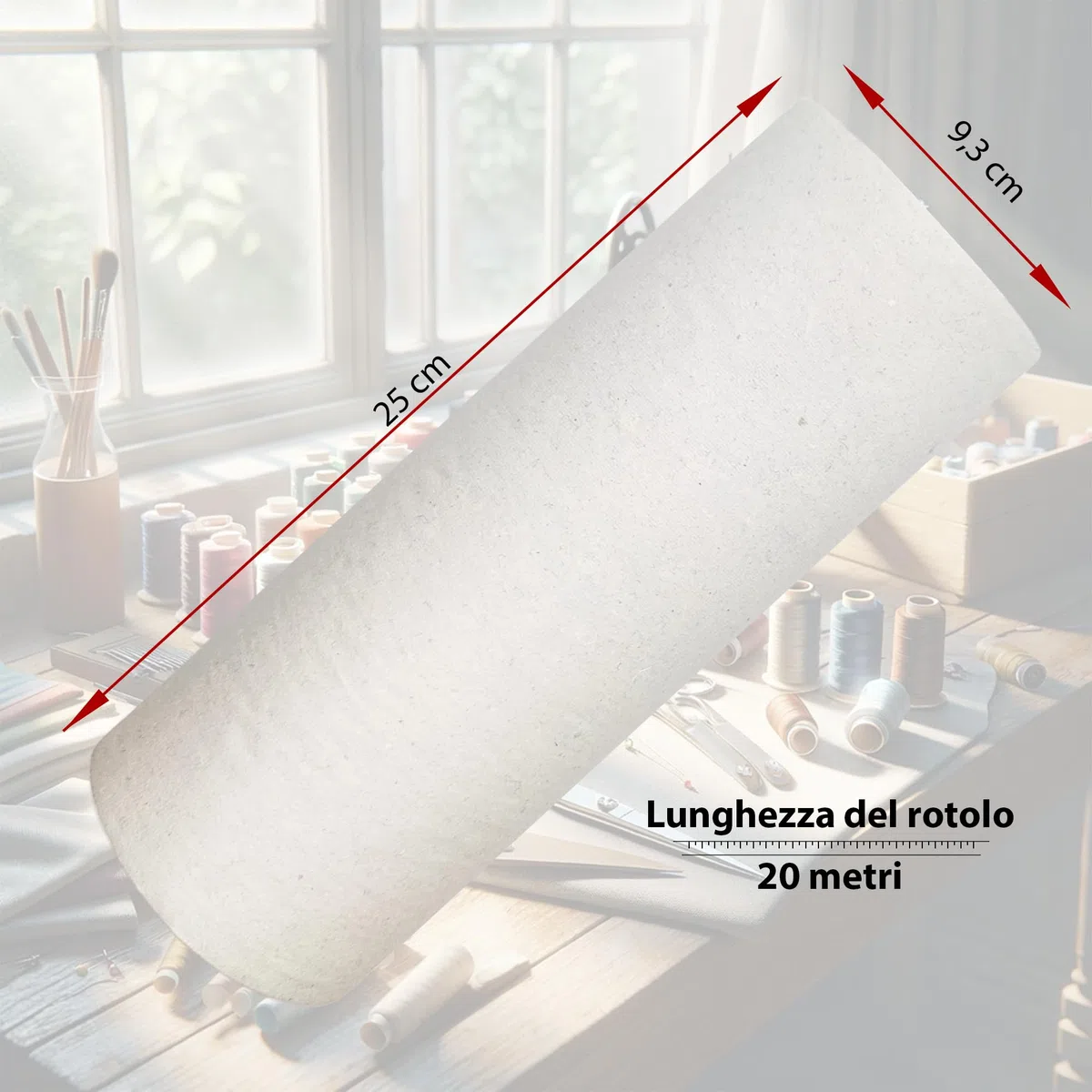 Stabilizzatore Ricamo Tear Away (A Strappo) - Tessuto Non Tessuto Strappabile per Ricamo a Macchina Ricamatrice a Mano - Carta Cotone Strappabile - 60gr/m² - Rotolo di 25cm x 20m
