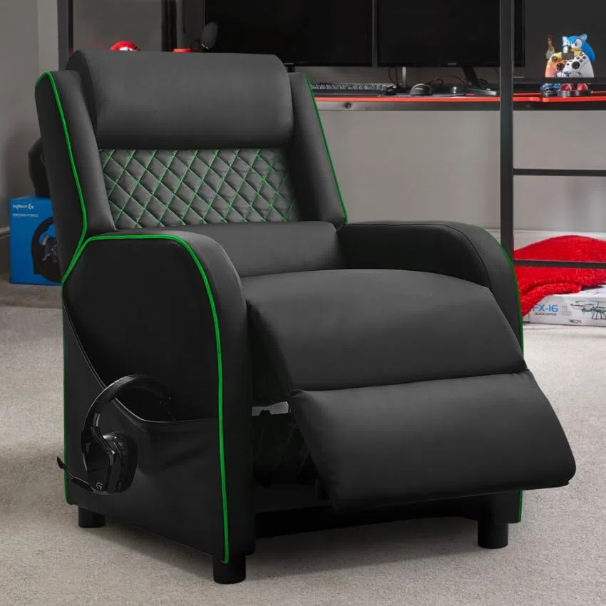Produce Shop Poltrona Gaming reclinabile a Spinta con poggiapiedi in Similpelle Challenge - Verde