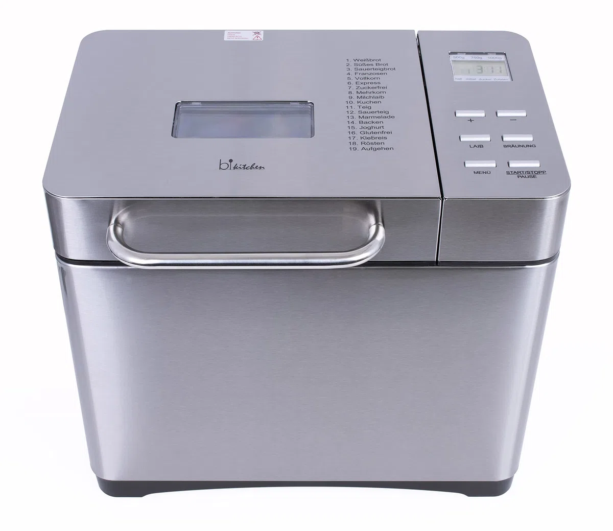 Silva-Homeline Bake 501 - Macchina per il pane, 19 programmi, 650 W, in acciaio inox, colore: Argento
