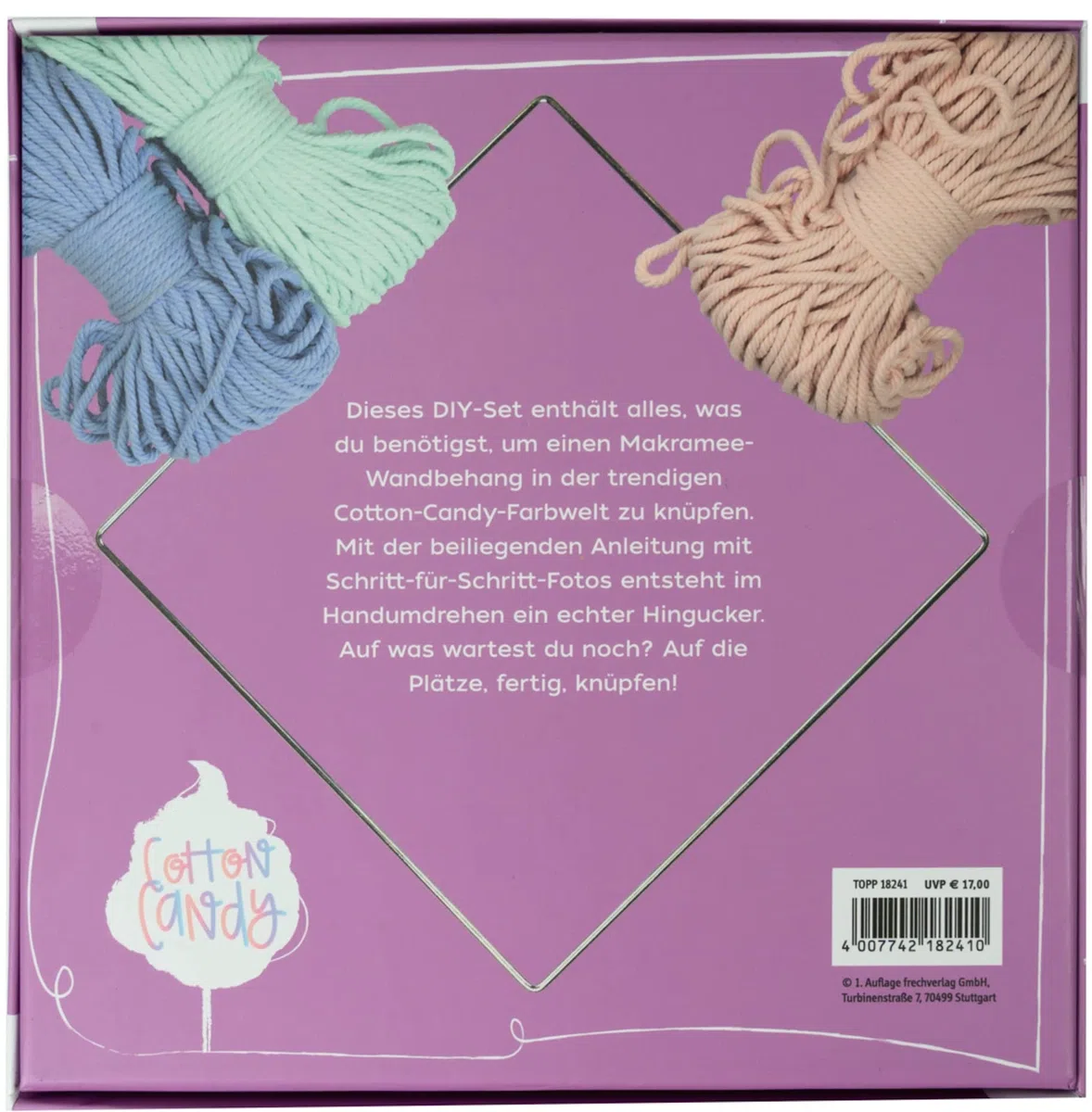 Makramee Knüpf-Set: Wandbehang: Anleitung und Material für einen Makramee-Wandbehang in angesagten Cotton-Candy-Farbtönen