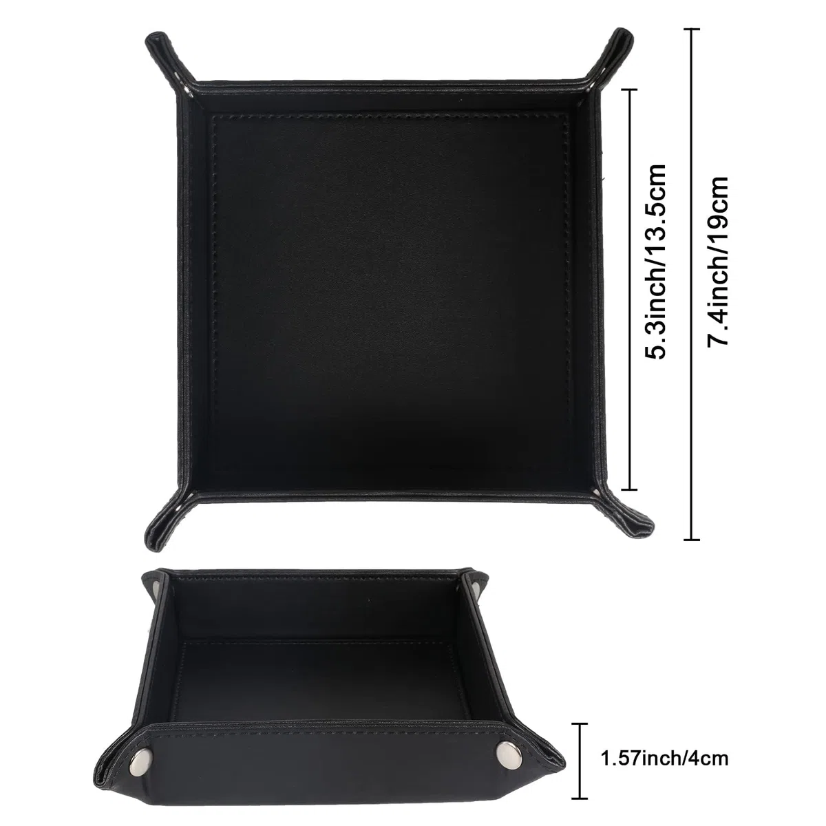 Vassoio Portaoggetti Pelle Svuotatasche Design Moderno Nero Svuotatasche Ingresso con Chiusura a Bottoni per Chiavi Monete Guarda Portafoglio Gioielli