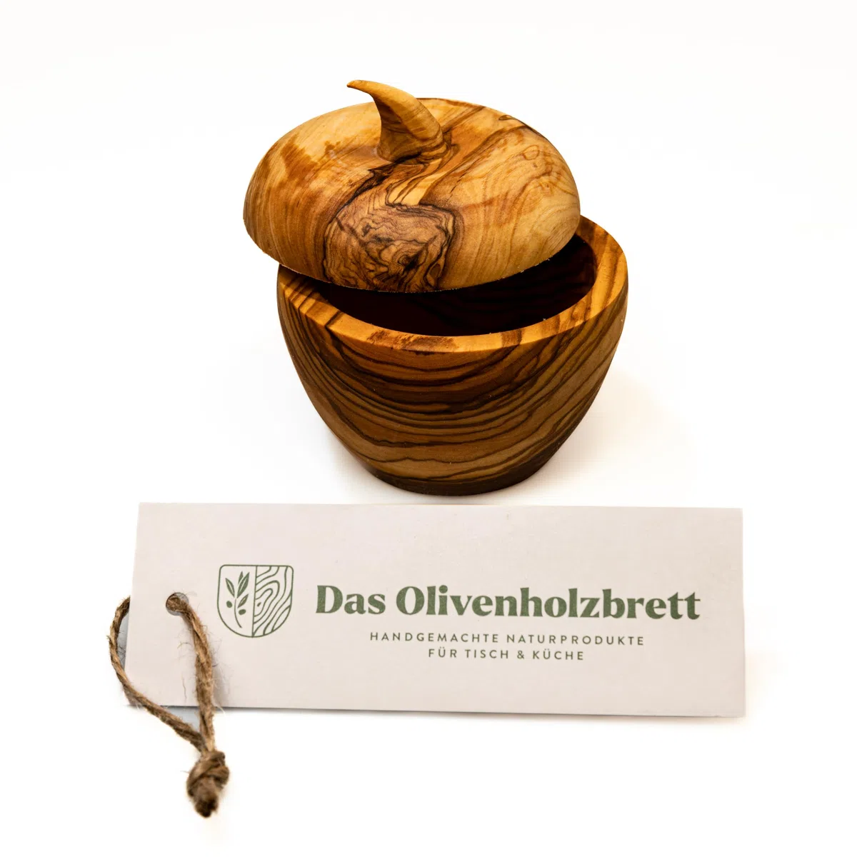 das Olivenholzbrett Barattolo con Coperchio in Apfelform - 10cm