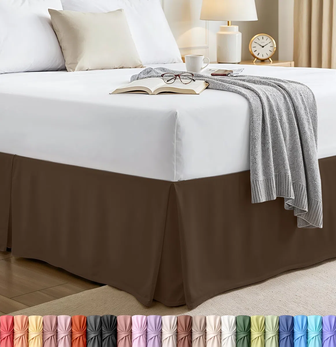 Utopia Bedding Mantovana giroletto matrimoniale, morbida con volant quadruple plissettato, facile da montare, con caduta su misura da 40 cm, qualità alberghiera, resistente al restringimento e allo