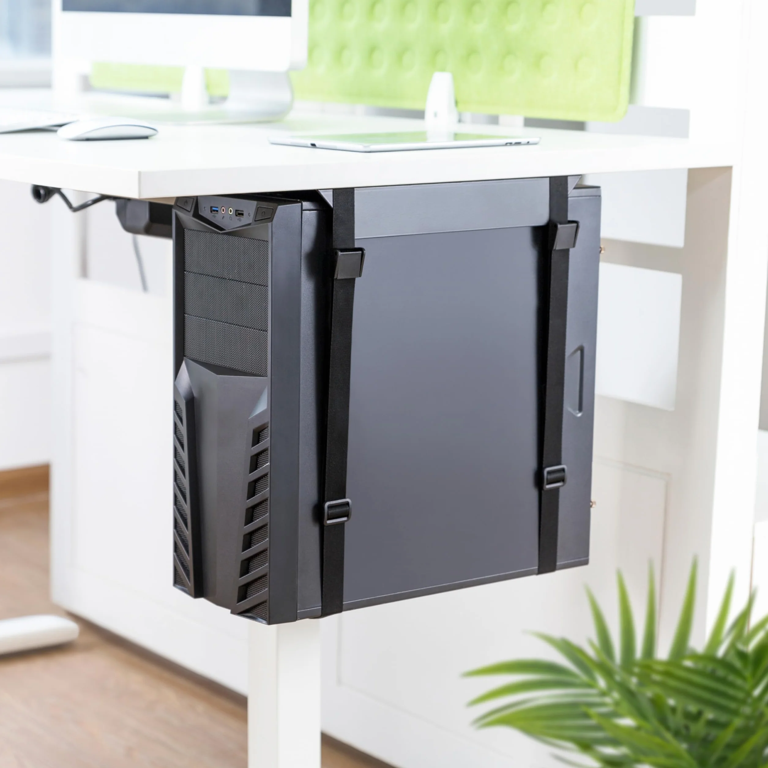 RICOO Supporto PC Staffa TRH-11 computer Sotto scrivania Casse work-station Mount desk-top tower Appoggio tavolo universale per cassa CPU Nero
