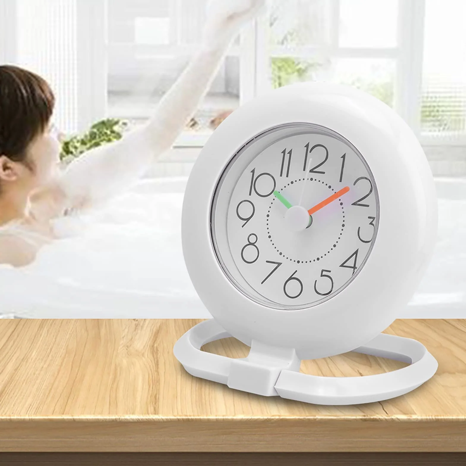 BuyWeek Orologio da Bagno, Orologio da Doccia Impermeabile Orologio da Parete da Appendere a Doppio Uso con Corda (Bianco)