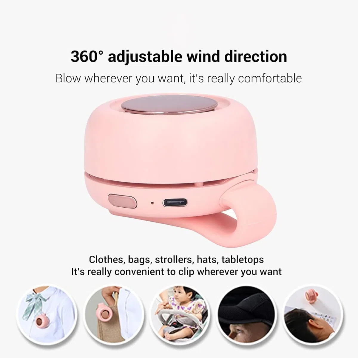 ZVD Mini Ventilatore Silenzioso Senza Pale, Ventilatore Portatile Silenzioso Mini Senza pale Con Clip, per Viaggio, Ufficio, Camicia, Regalo Estivo per Gli Amanti Del Tempo (Bianco sporco*2pcs)