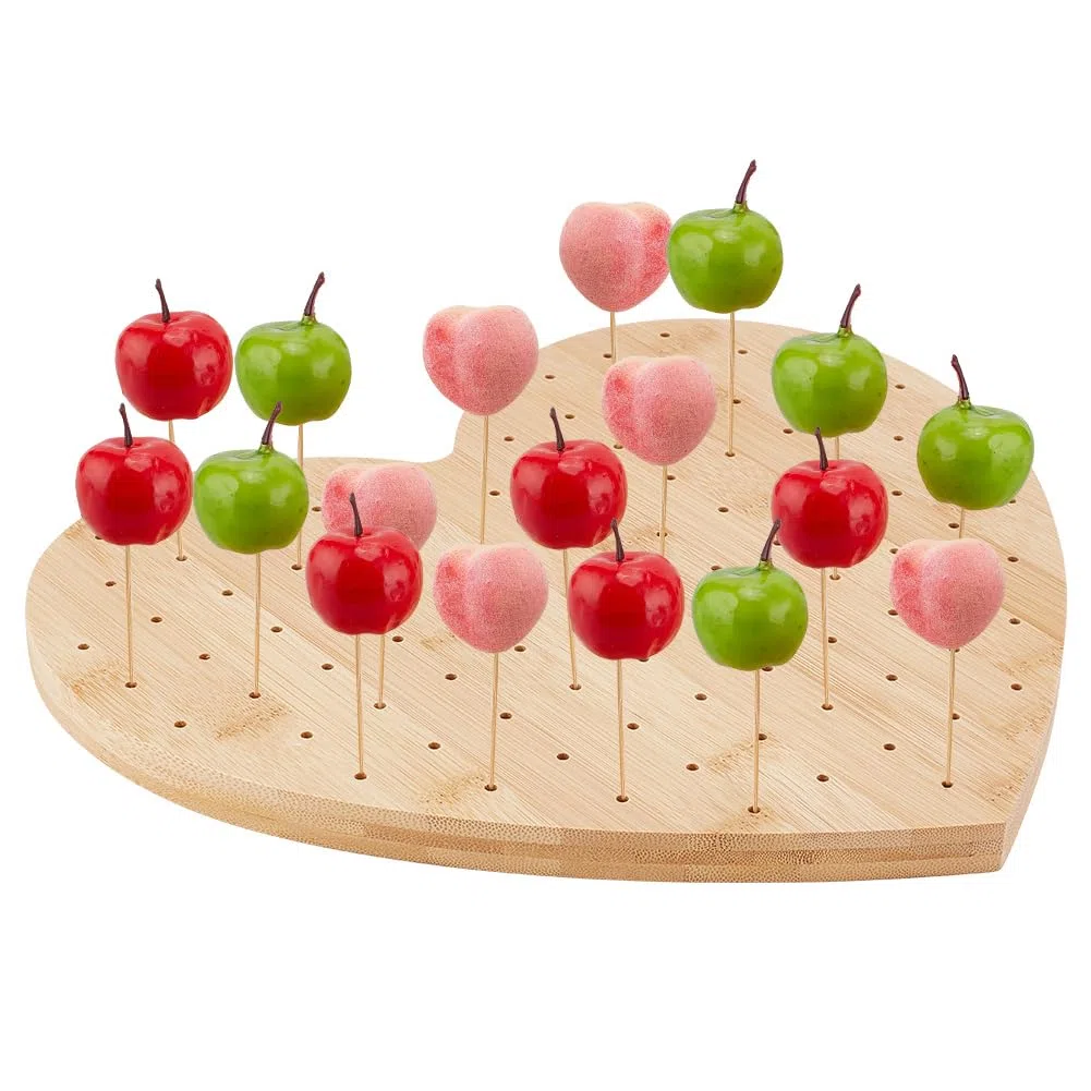 FINGERINSPIRE Porta Spiedini in Bambù per Espositori per Alimenti a Forma di Cuore 99 foro Espositore per Lecca-Lecca BurlyWood Color Legno Antipasto Espositore per Feste di Compleanno, Cocktail Party
