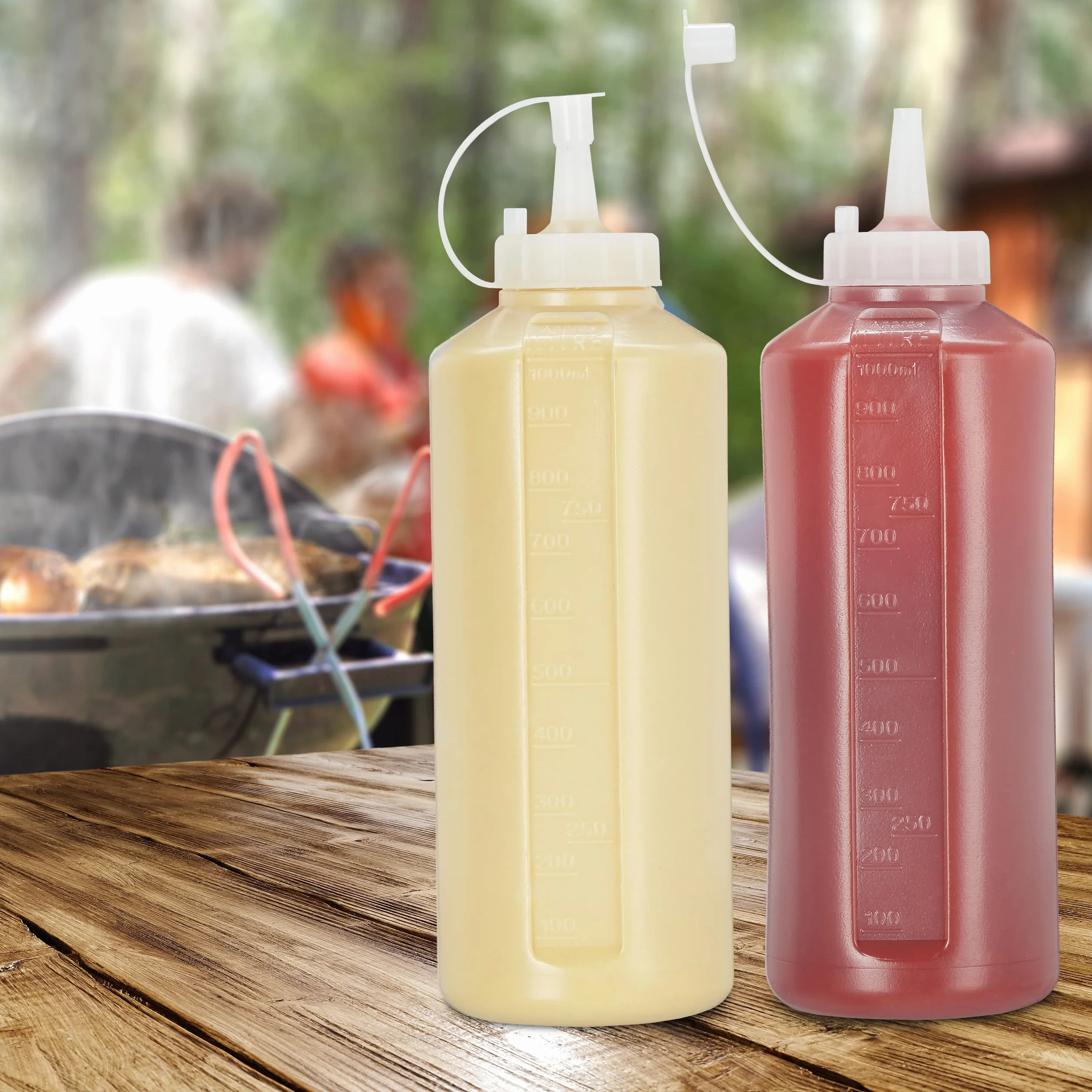 Relaxdays 8 flaconi da spremere da 1000 ml, per Salse, Bottiglia a spruzzo da riempire, spremere in plastica, Bottiglia di Salsa, Trasparente