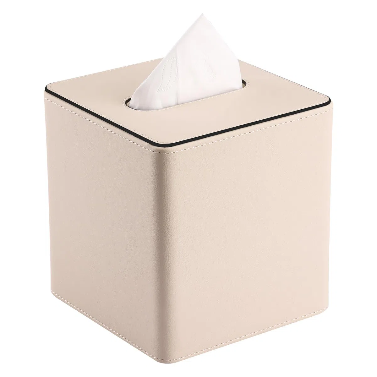 KINGFOM Porta Fazzoletti Rettangolare in pelle PU, per Ufficio, Auto (C-Beige)