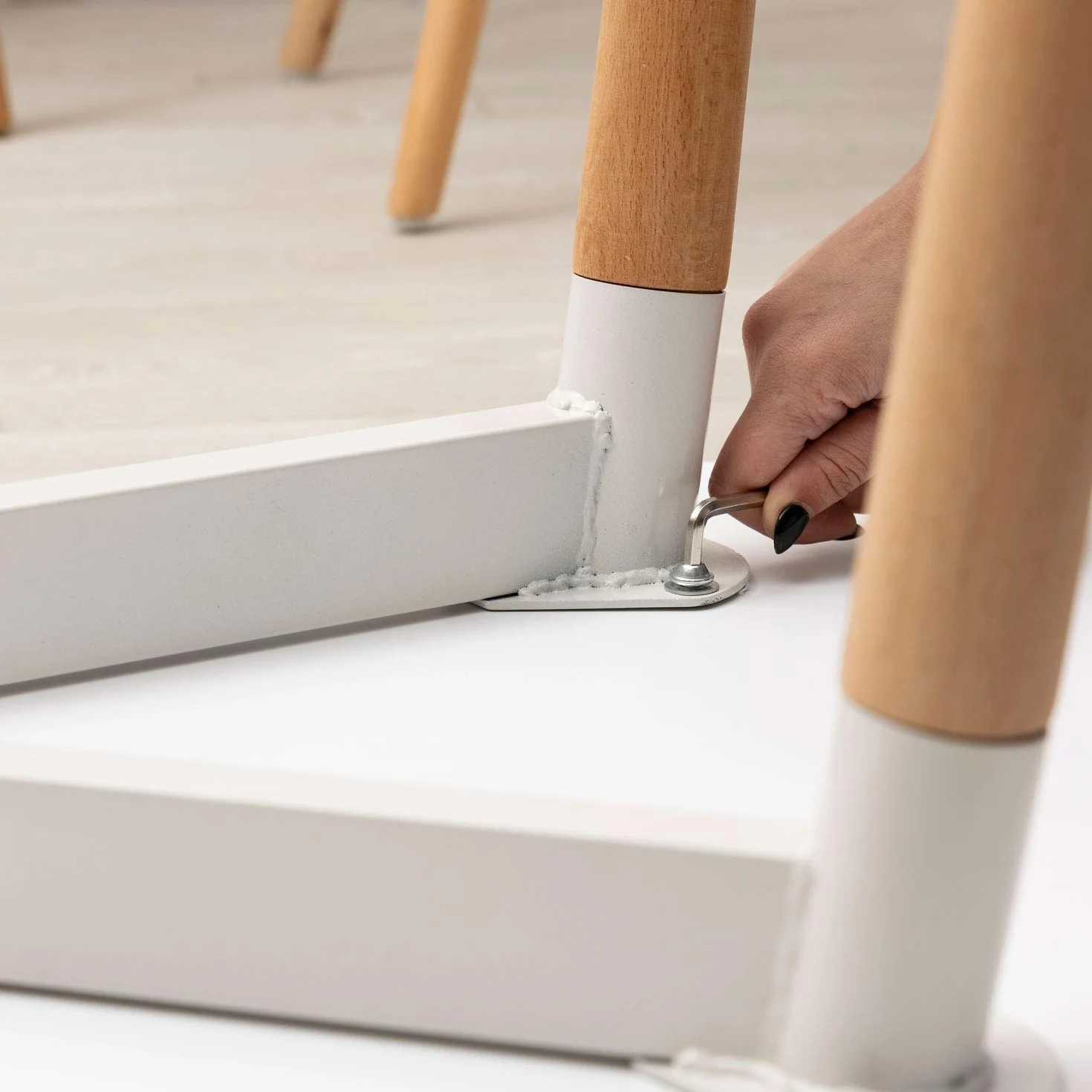 Baroni Home Tavolo Bianco da Pranzo in legno. Scrivania da Ufficio con Gambe in Legno 120X70X72cm