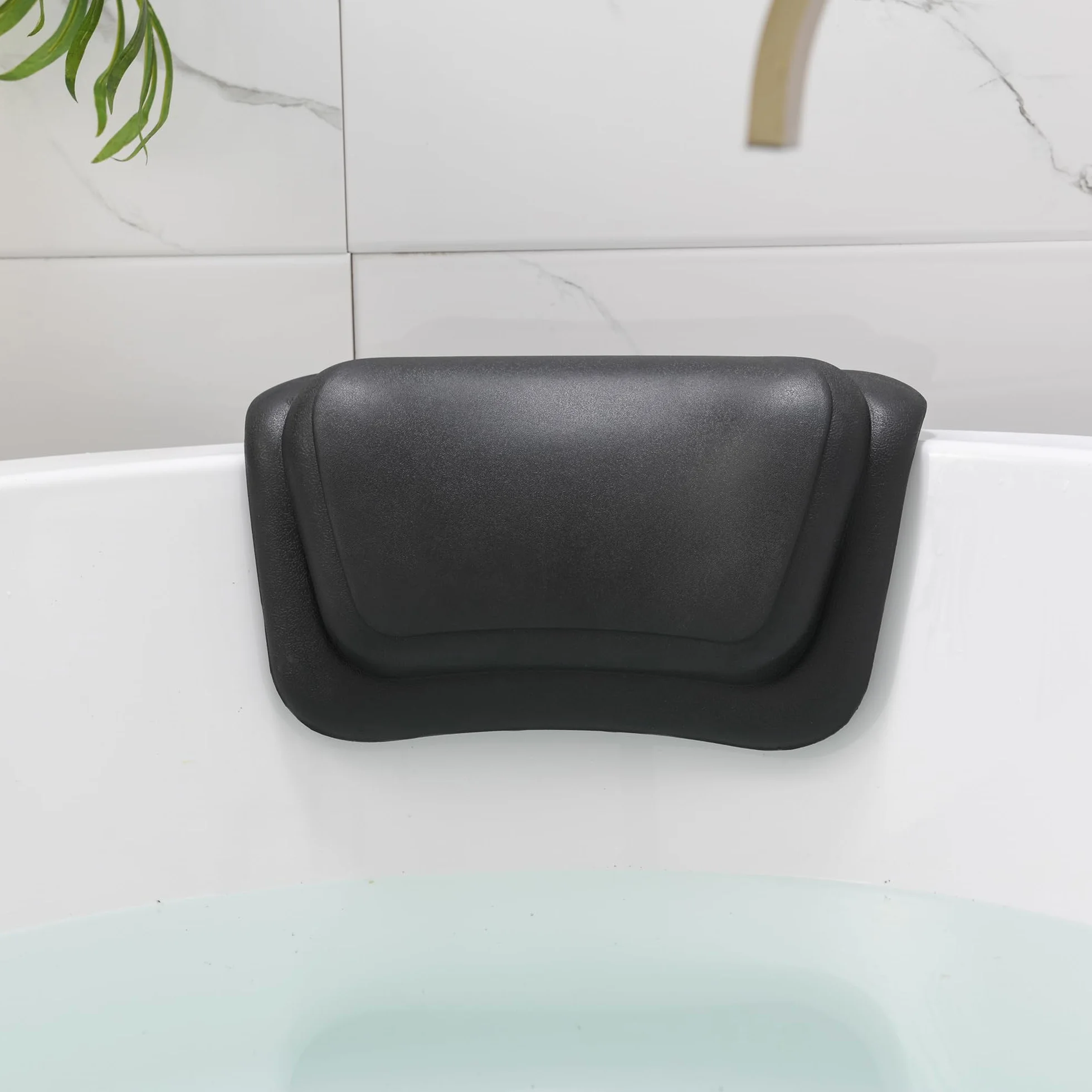 Cuscino da Bagno, Impermeabile, con Ventose Antiscivolo, Cuscino Vasca Impermeabile, Ergonomico, per Vasca da Bagno, Spa - Nero