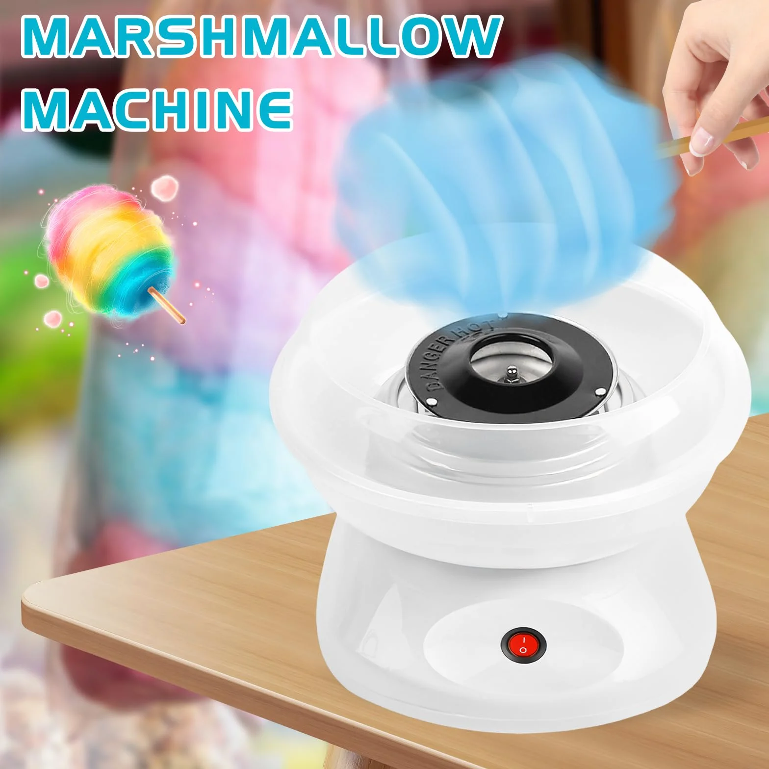 Macchina Zucchero Filato Bambini, 450w Macchina per Zucchero Filato Elettrica Retrò Adatta a Zucchero o Caramelle Facile da Pulire con Accessori Perfetta per Feste di Compleanno e Uso Domestico Bianca