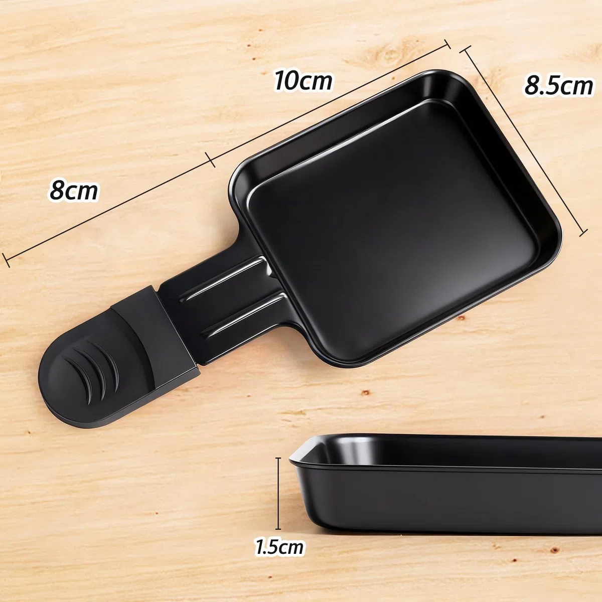 Padella per Raclettes Rivestimento Antiaderente Mini Piatti Piastra da Raclette Acciaio Inossidabile, 18 x 8,5 x 0,5cm, 8 Pezzi