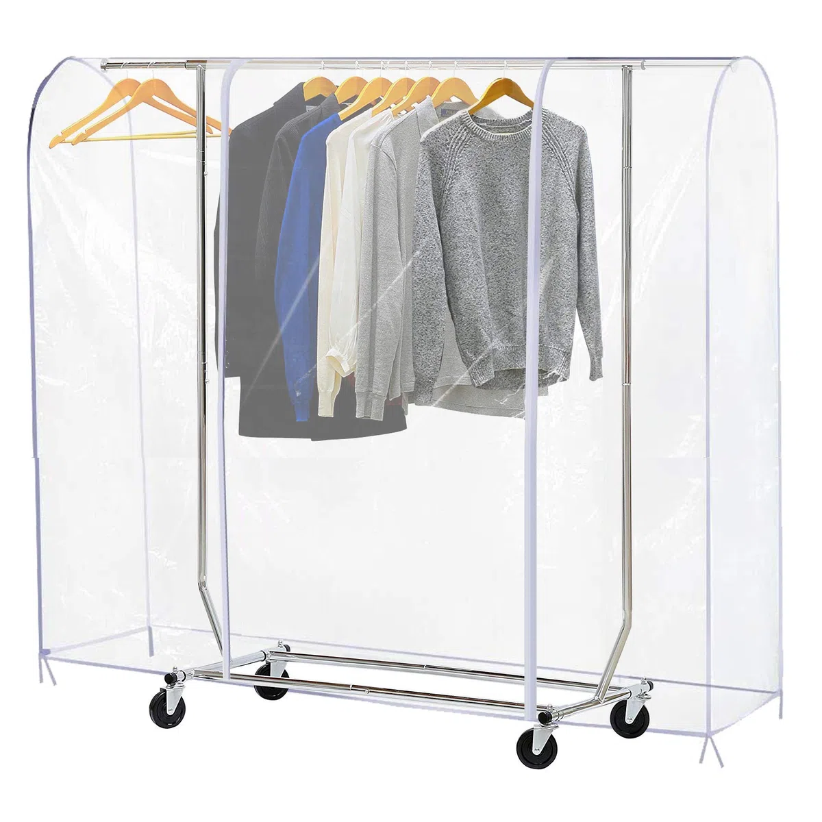 Ruibo - Copertura trasparente per appendiabiti, copriabiti antipolvere con 2 cerniere resistenti/Protettore impermeabile per abbigliamento (L:180x51x152 cm)