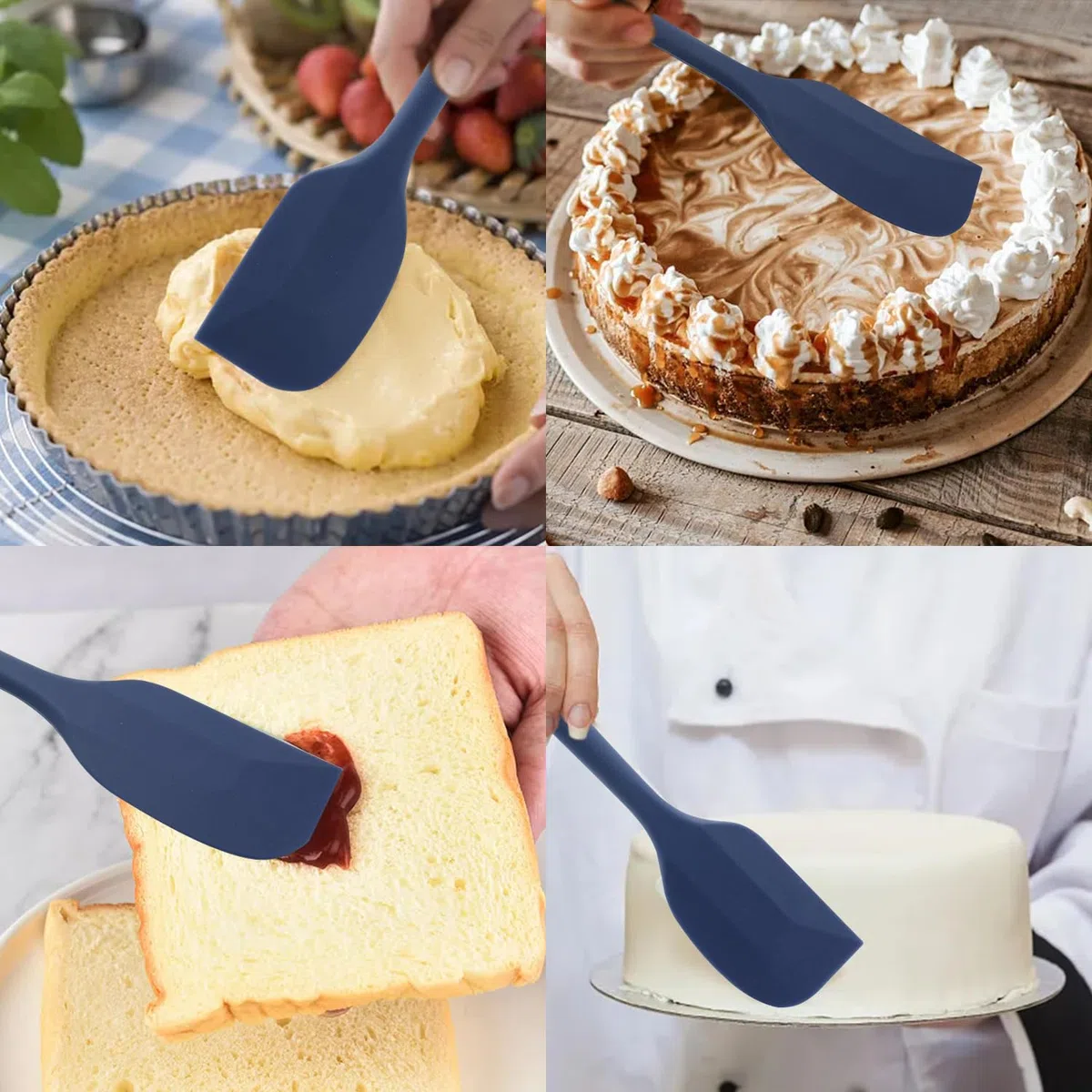 6 Pezzi Spatole in Silicone, Spatole per Dolci, Cucina in Silicone Spatola da Resistente al Calore fino a 230 ºC Antiaderent Set per Cuocere e Cucinare, Blu