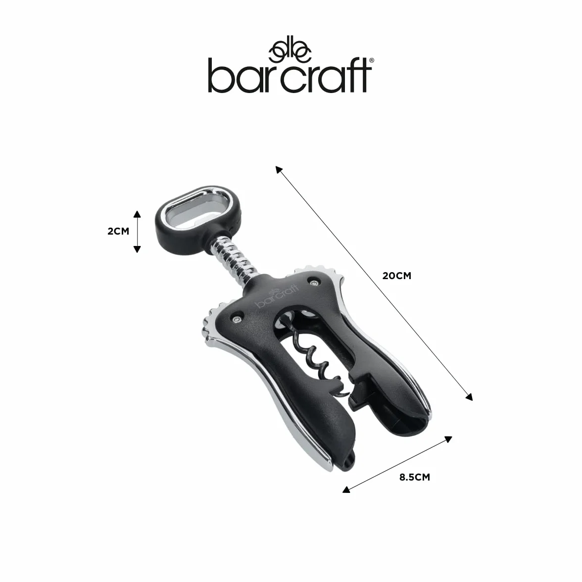 BarCraft Cavatappi alati a doppia maniglia, nero, cardato