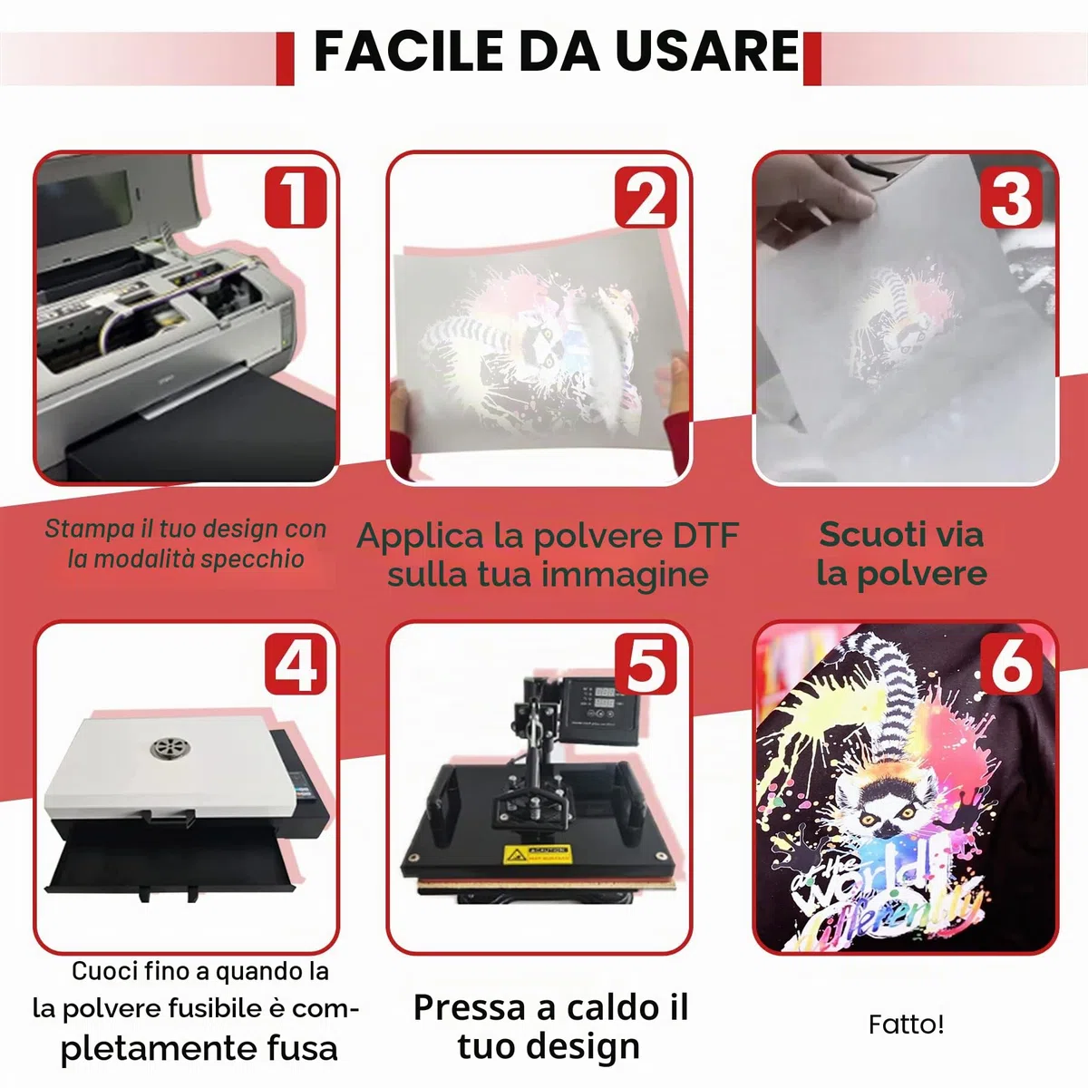 A-SUB DTF Polvere di Trasferimento Bianco 1Kg Adesivo Caldo per Sublimazione - Compatibile Con Pellicola e Stampante DTF per Stampe Digitali su Qualsiasi Materiale