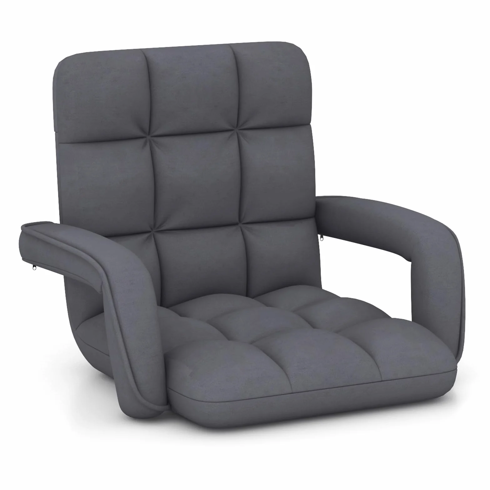 COSTWAY Sedia da Pavimento, Poltrona Divano con Schienale Regolabile 6 Livelli, Sedia Terra con Braccioli, Chaise Lounge per Soggiorno Camera da Letto, 60 x 64 x 54 cm