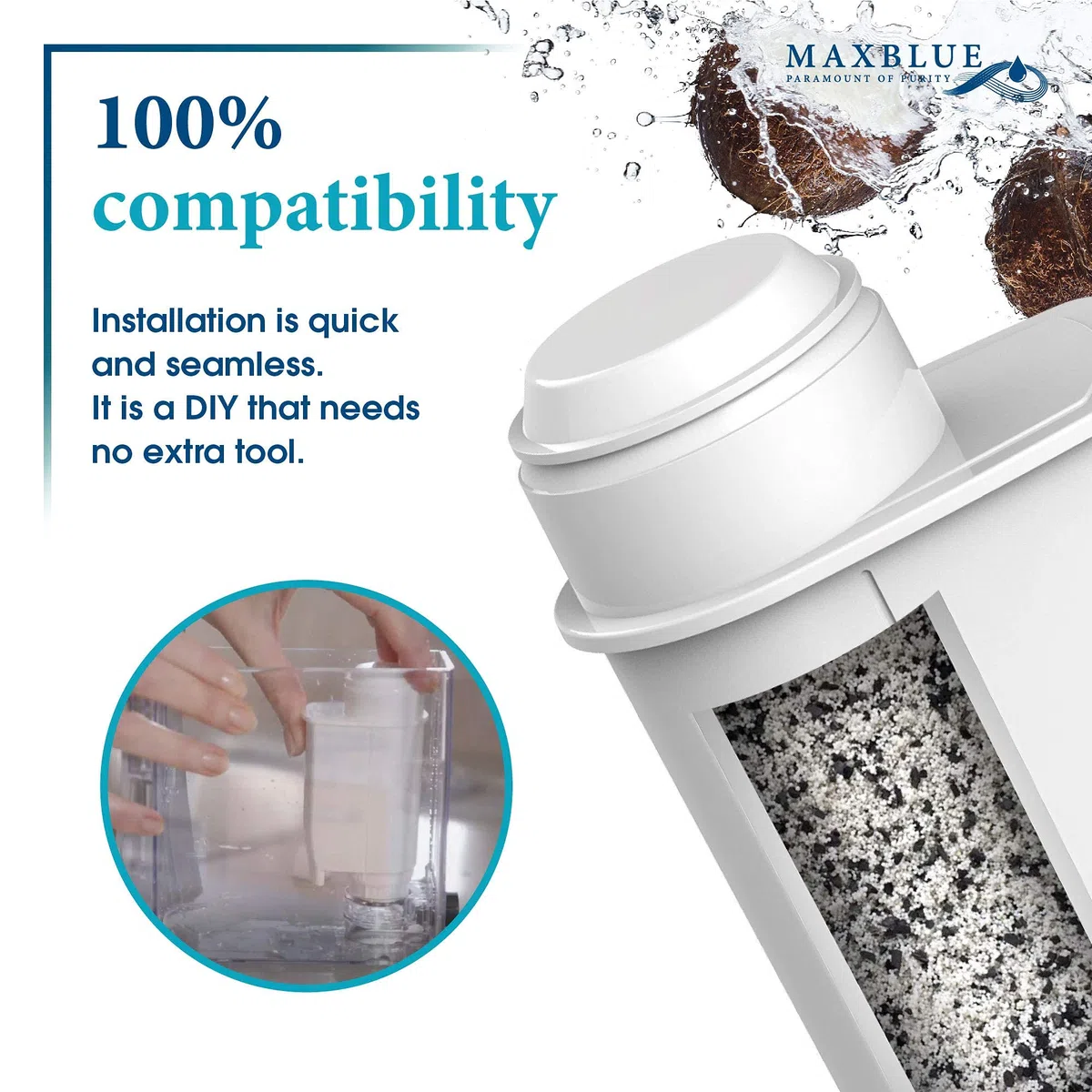 Maxblue Certificato TÜV SÜD Filtro Acqua da Caffè, Sostituzione per Brita Intenza+ 00575491 575491 1010120 CA6702/00 CA6706/48 (4)