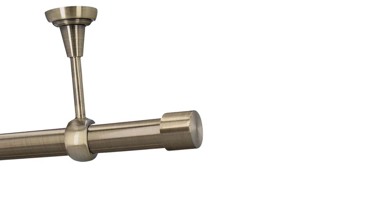 Kit Bastone per Tende in metallo 25mm Ottone Antico Montaggio a Soffitto 160 cm Zoya