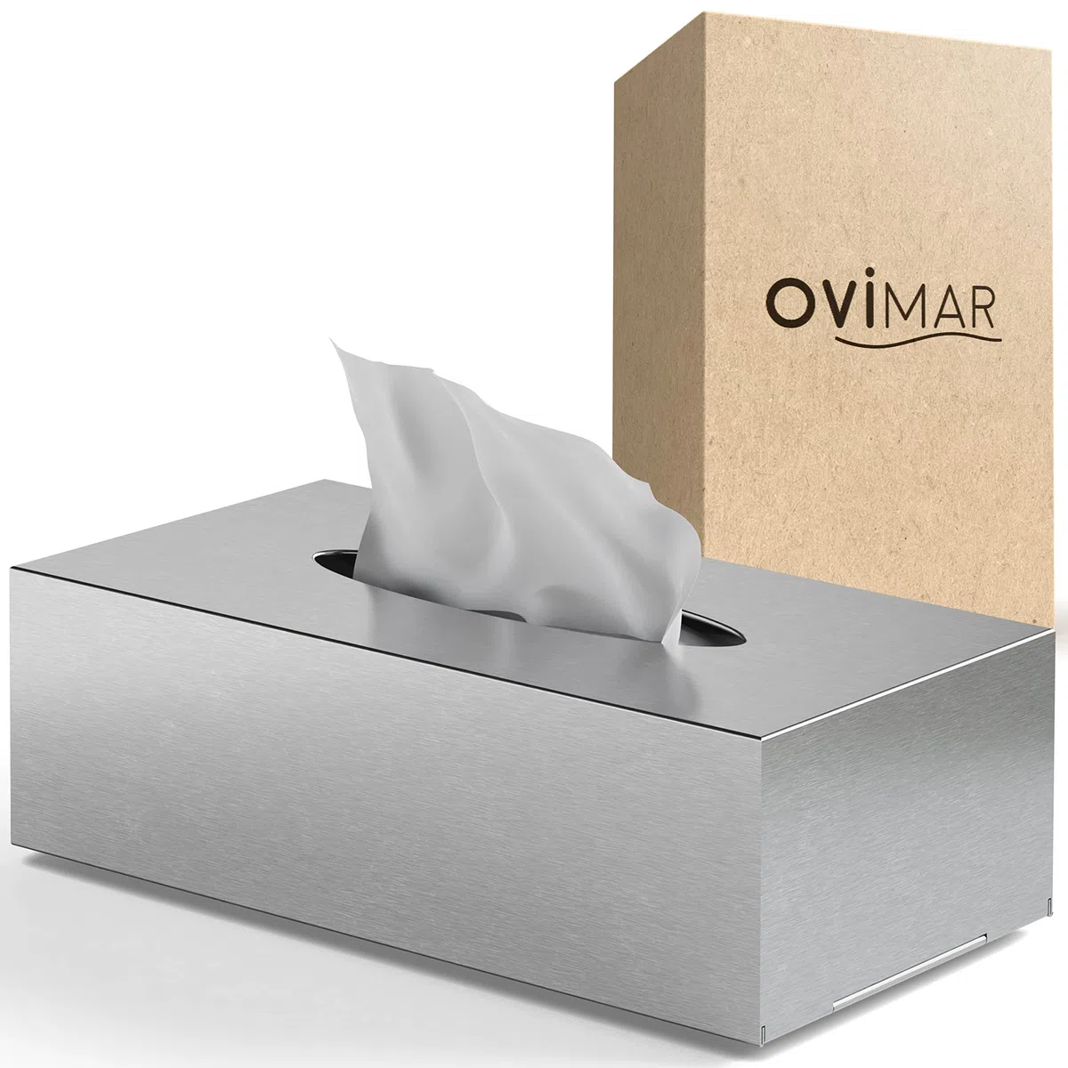 ovimar cosmetic tissue box Fornaes | acciaio inox | argento | dispenser di fazzoletti, asciugamani di carta, fazzoletti cosmetici per bagno, cucina, tavolo da pranzo | montaggio a parete opzionale