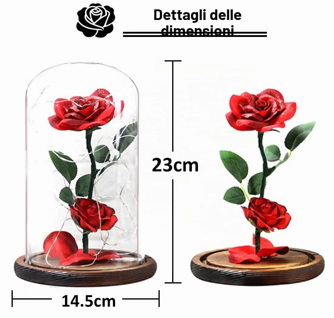 La Bella e la Bestia Rose Eterna, Rosa Incantate in Cupola di Vetro con Luci Calde, Rosà Stabilizzata Regalo per San Valentino, la Festa della Mamma, Anniversario, Moglie, Fidanzata