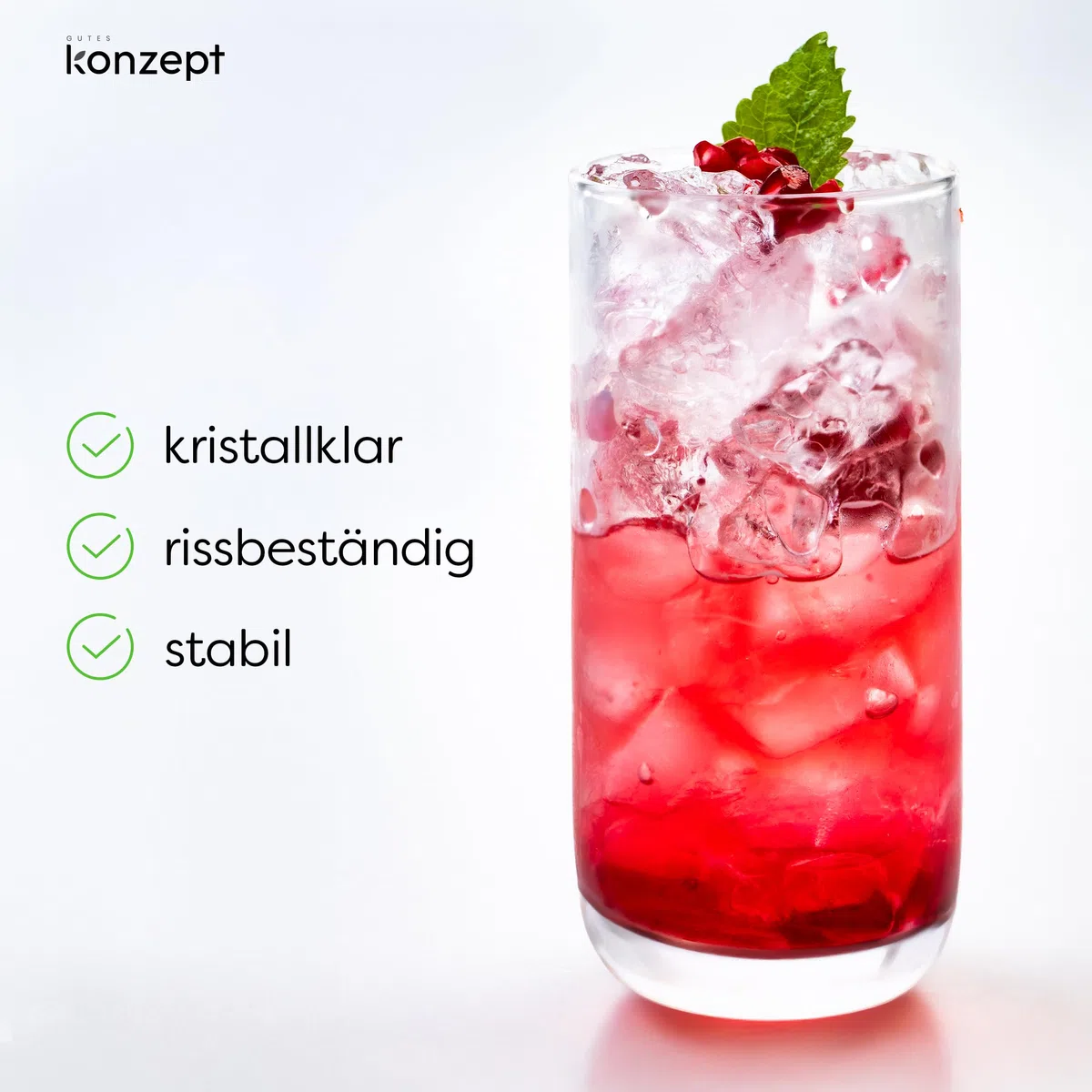 KONZEPT Set di 6 bicchieri da 300 ml, con base rinforzata, lavabili in lavastoviglie, senza piombo, ideali per acqua, succhi e bevande ghiacciate