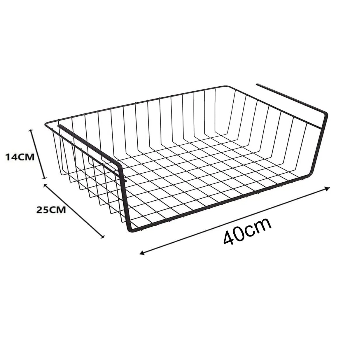 2 Cestelli sottoripiano portaoggetti 40cm cesto sotto ripiano NERO organizer dispensa o armadio sotto mensola tavolo o scrivania