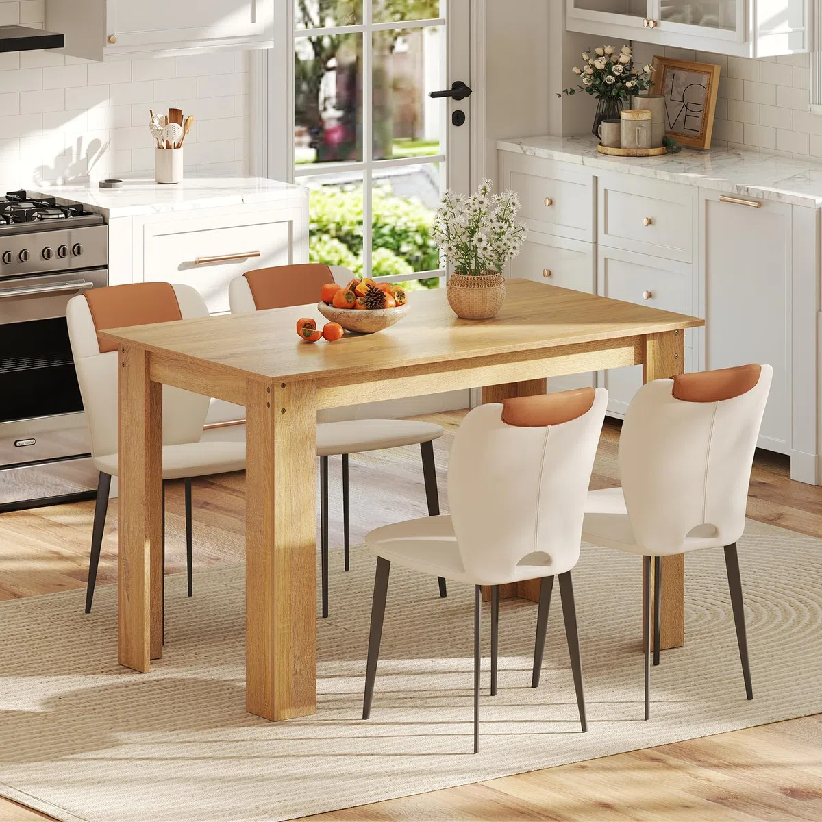 LIFEZEAL Tavolo da Pranzo, Cucina, Sala da Pranzo, 120x70 cm, 4-6 Persone, Scrivania, Design Moderno, Salvaspazio, Rettangolare, in Legno, per Soggiorno, Max 60 kg (naturale)