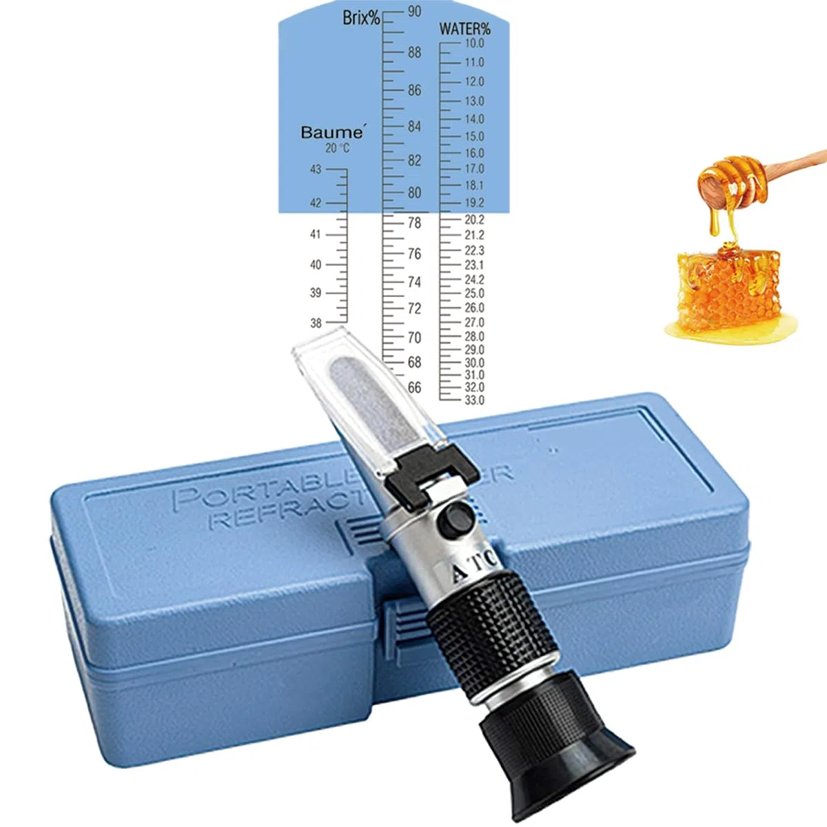 Logic box Optics - Rifrattometro per misurazione dell'umidità (idrometro) per miele/marmellate/marmellate/malato/sciroppo d'acero, sostituisce la birra casalinga