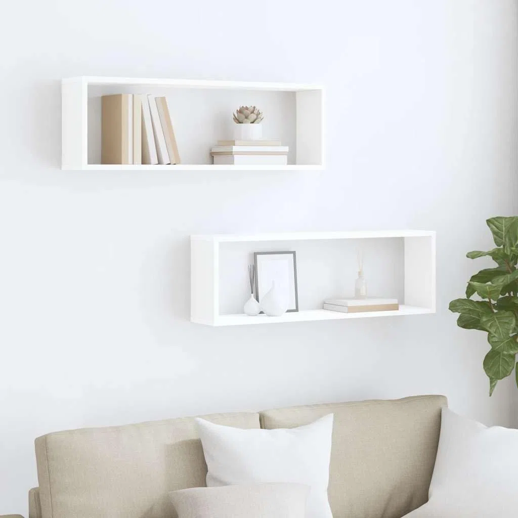 Generico Mensole Parete a Cubo 2pz Bianco 80x15x26,5cm Legno Multistrato,Mobili,Scaffalature,Scaffali e mensole per pareti,Bianco,7.88 kg,807106